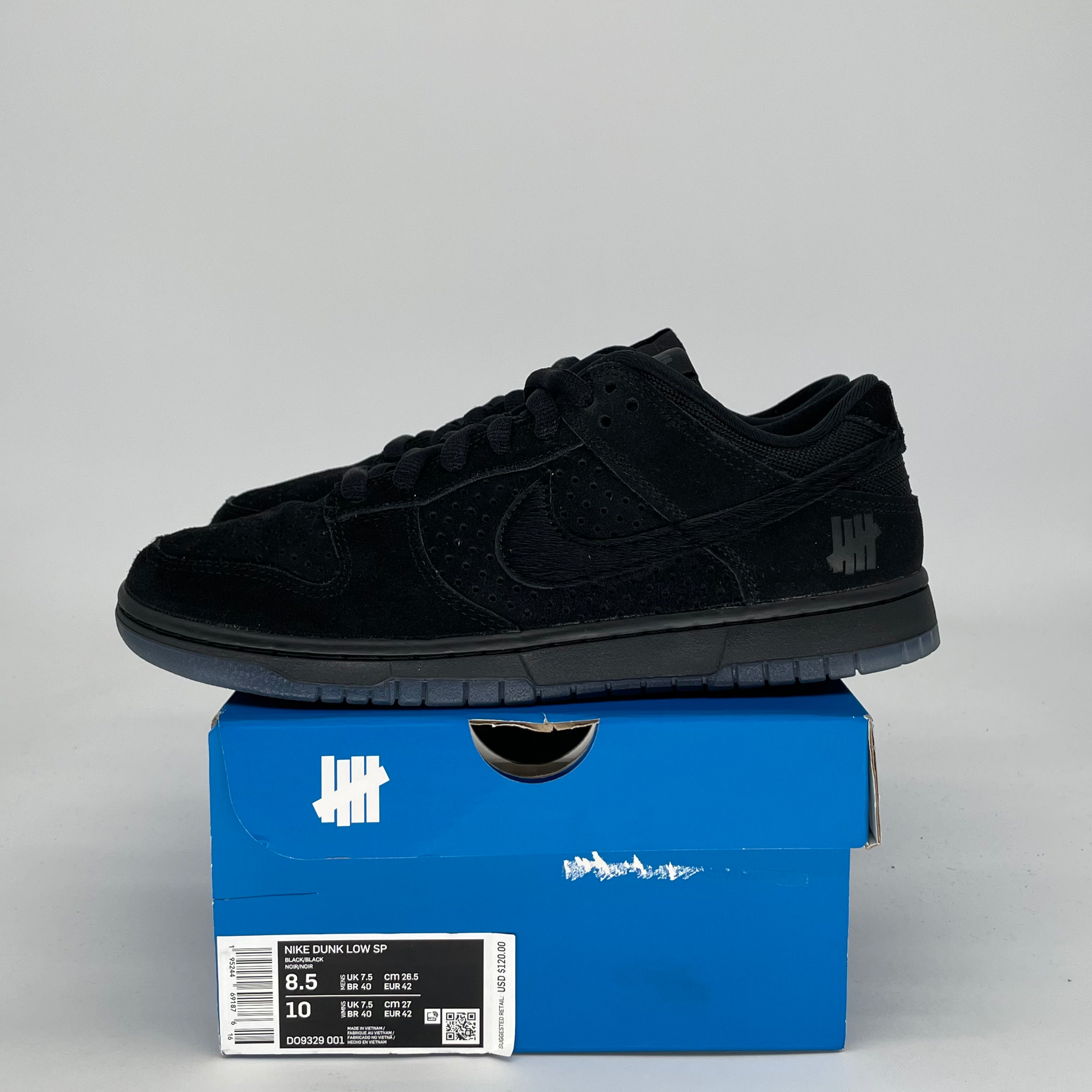 NIKE DUNK LOW UNDEFEATED 5 ON IT BLACK DO9329-001 SIZE 8.5/10W
