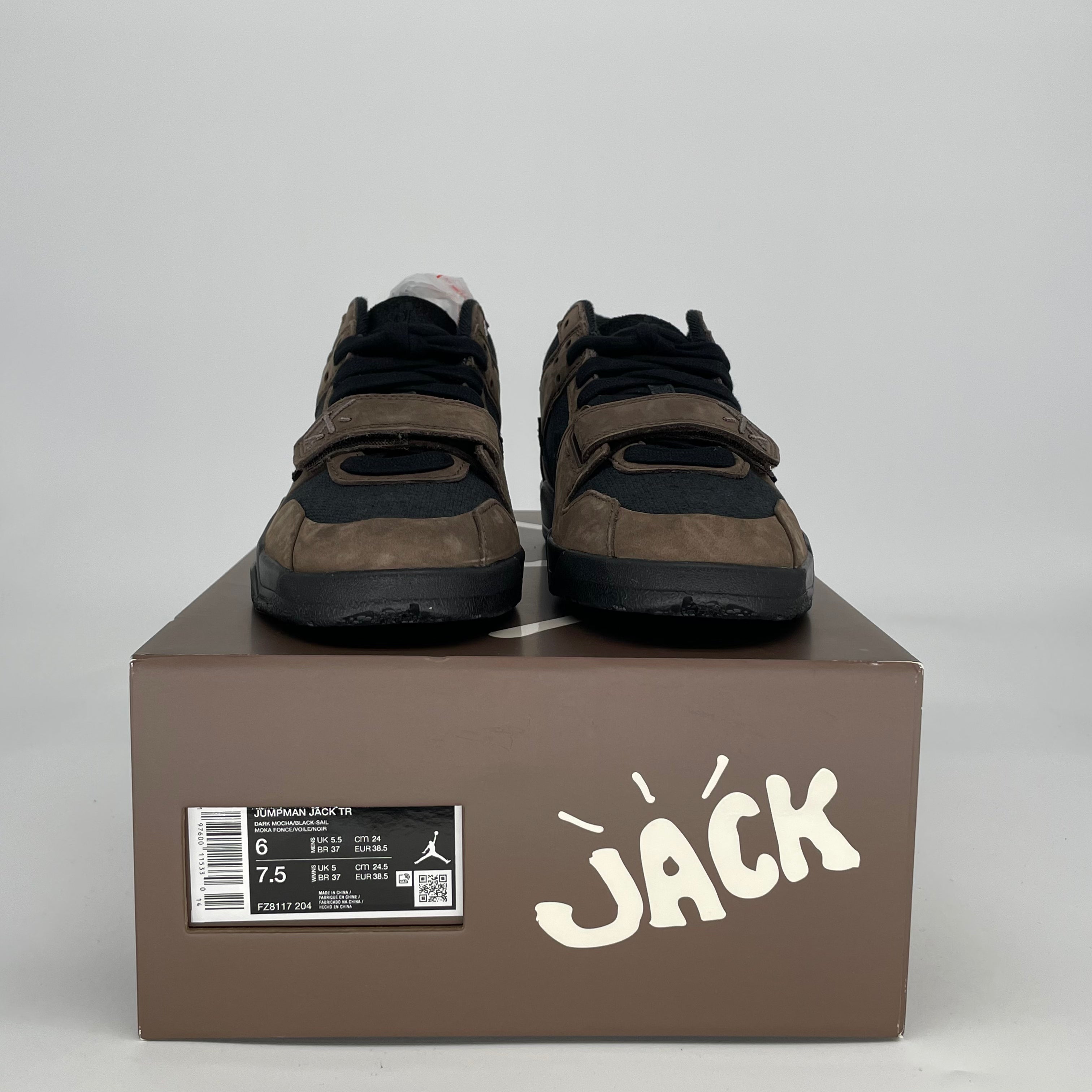 TRAVIS SCOTT X JORDAN JUMPMAN JACK TR DARK MOCHA FZ8117-204 SIZE 6/7.5W