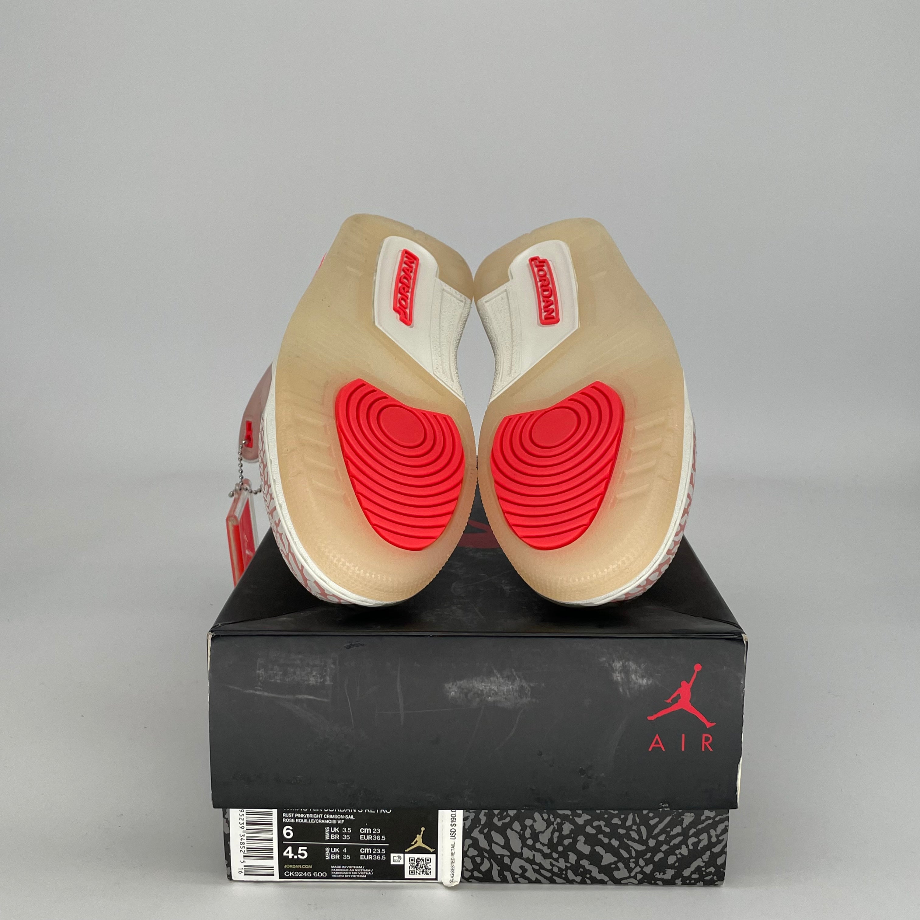 AIR JORDAN 3 RUST PINK W CK9246-600 SIZE 4.5/6W