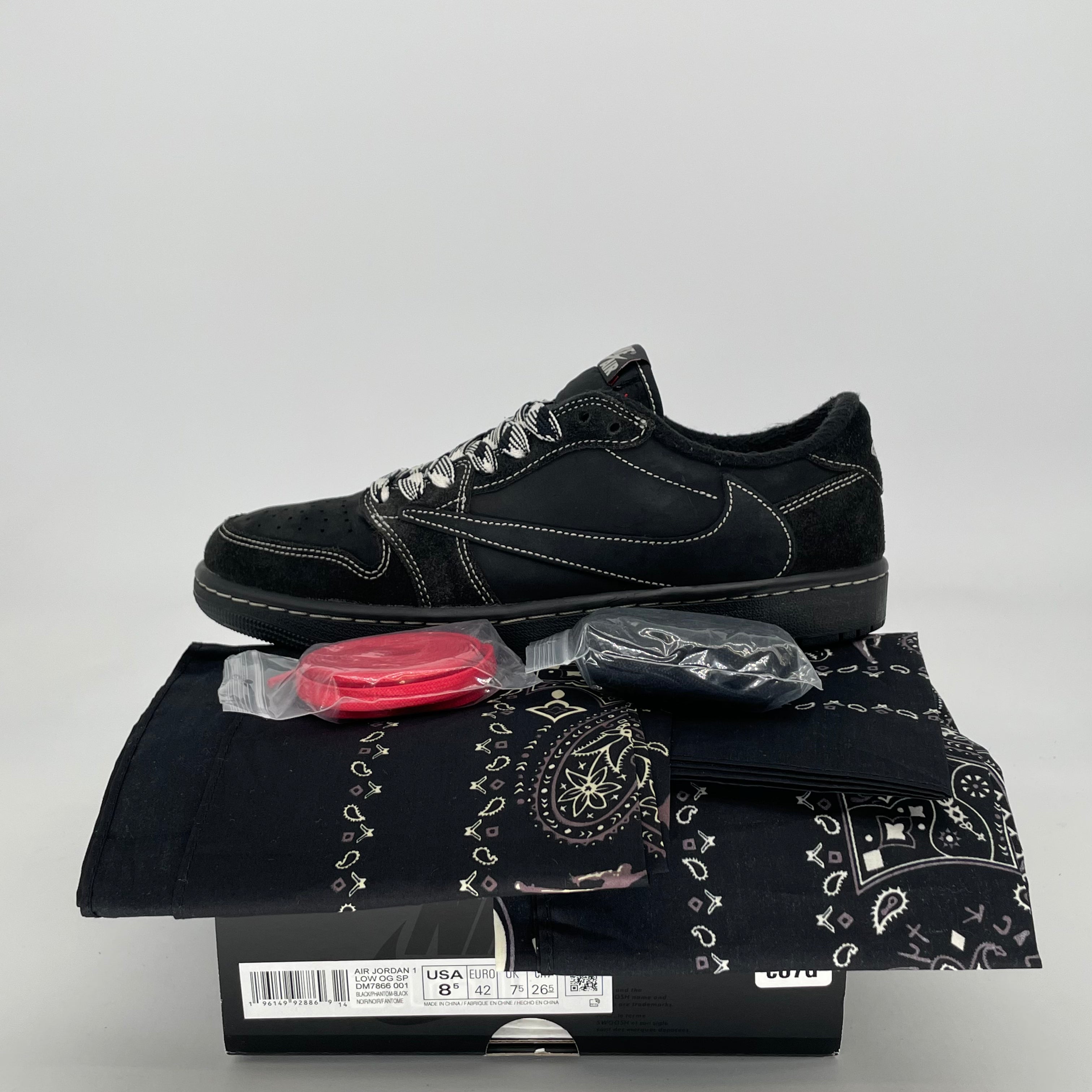 TRAVIS SCOTT X AIR JORDAN 1 LOW BLACK PHANTOM DM7866-001 SIZE 8/9.5W