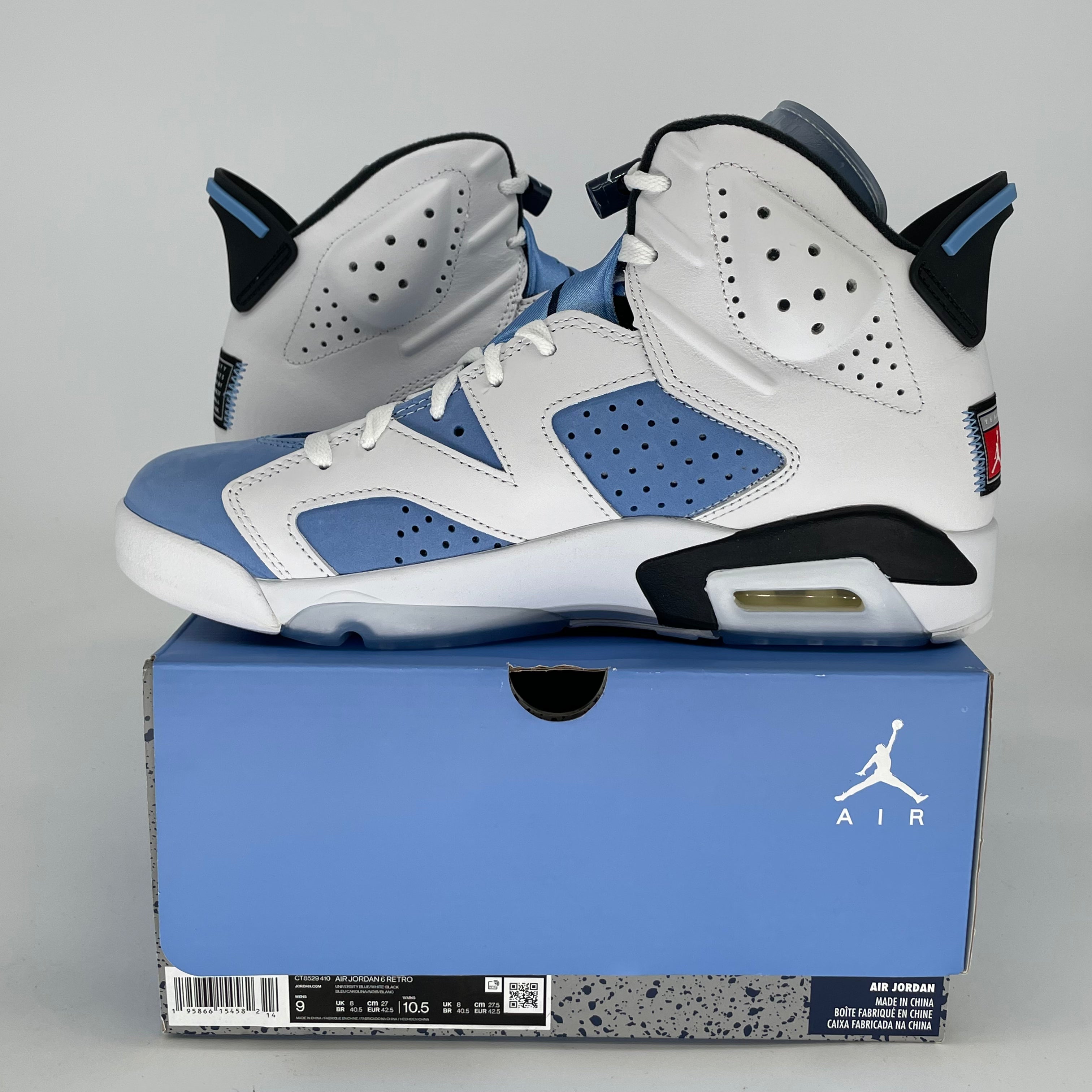 AIR JORDAN 6 UNC WHITE CT8529-410 SIZE 9/10.5W