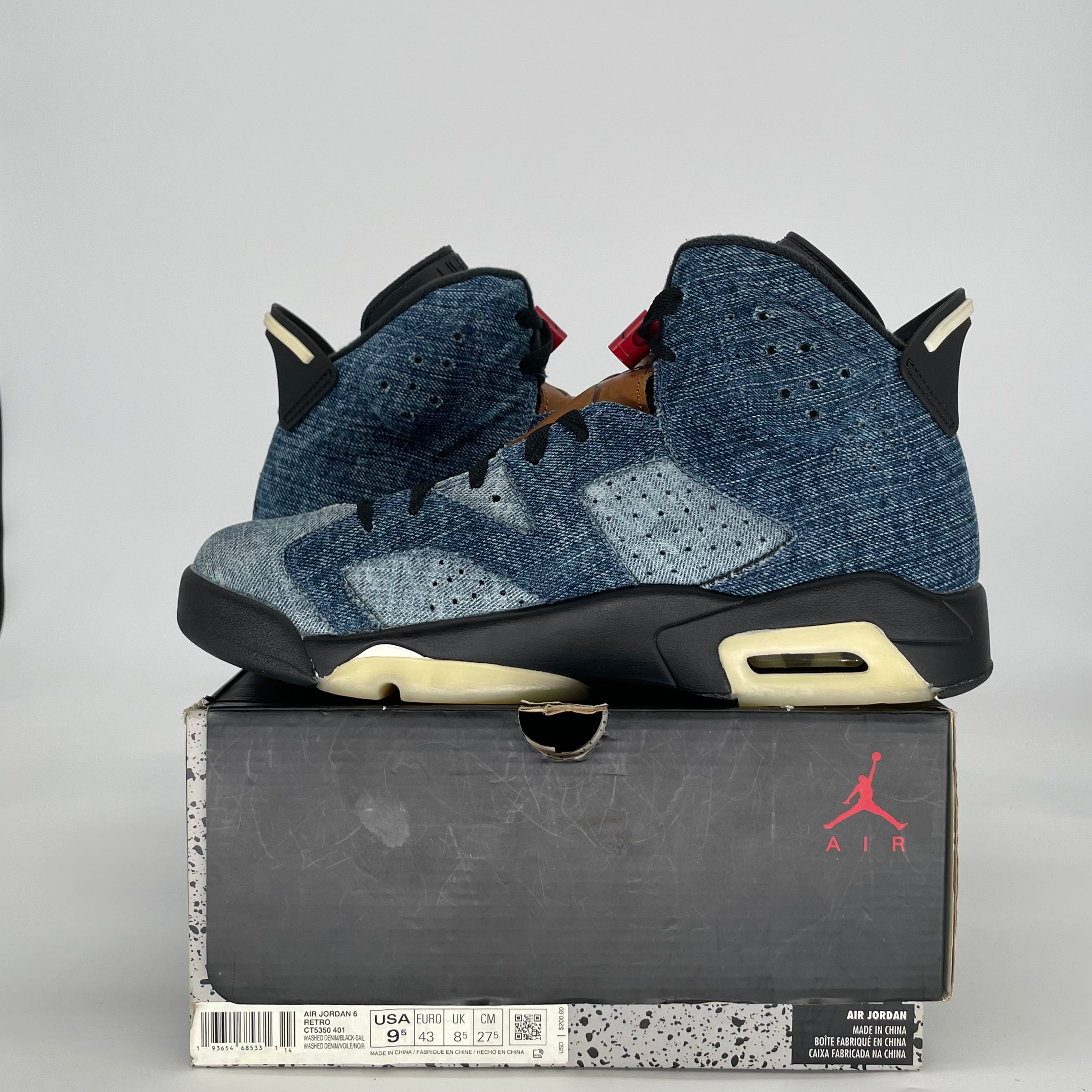 AIR JORDAN 6 WASHED DENIM CT5350-401 SIZE 9.5/11W