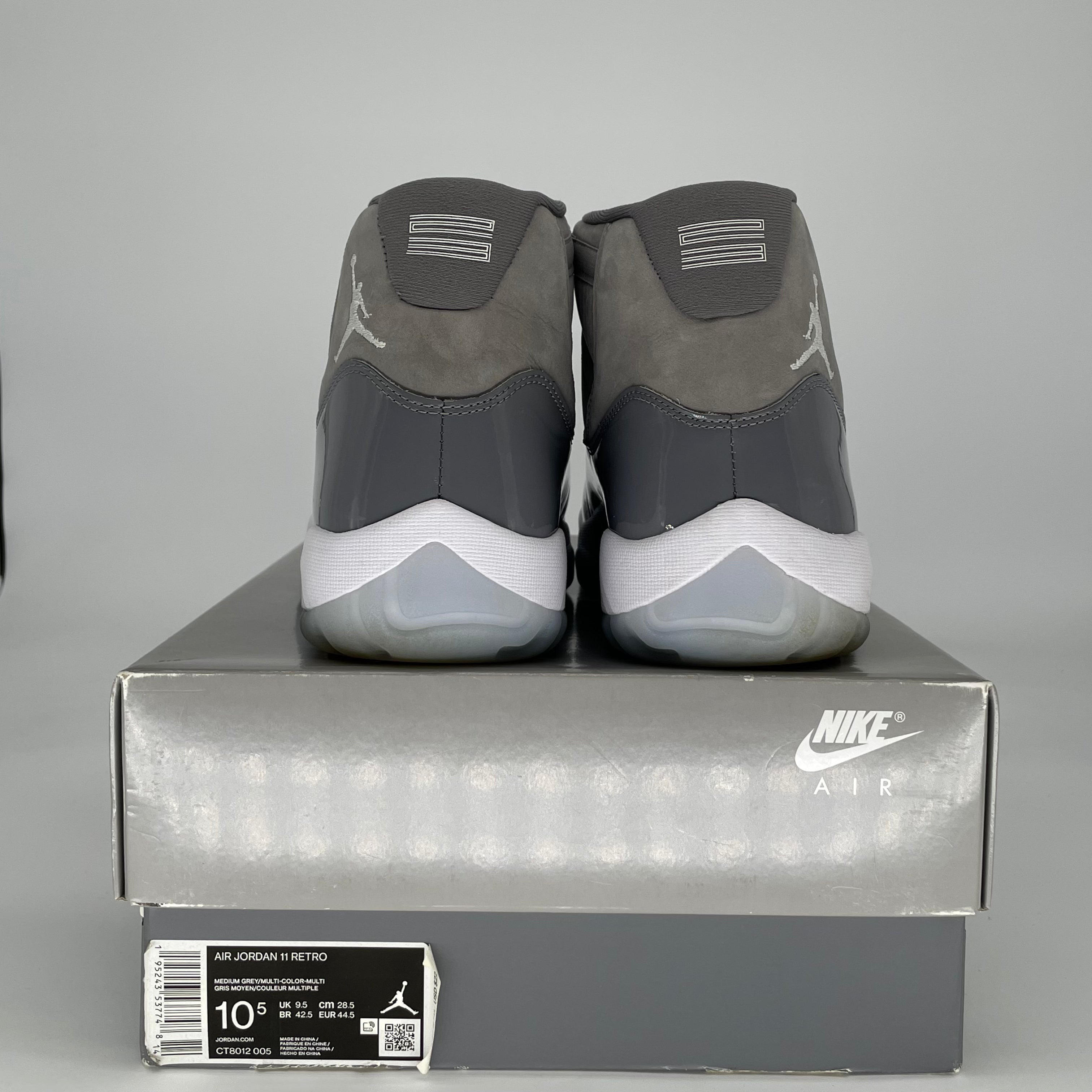 AIR JORDAN 11 COOL GREY CT8012-005 SIZE 10.5/12W