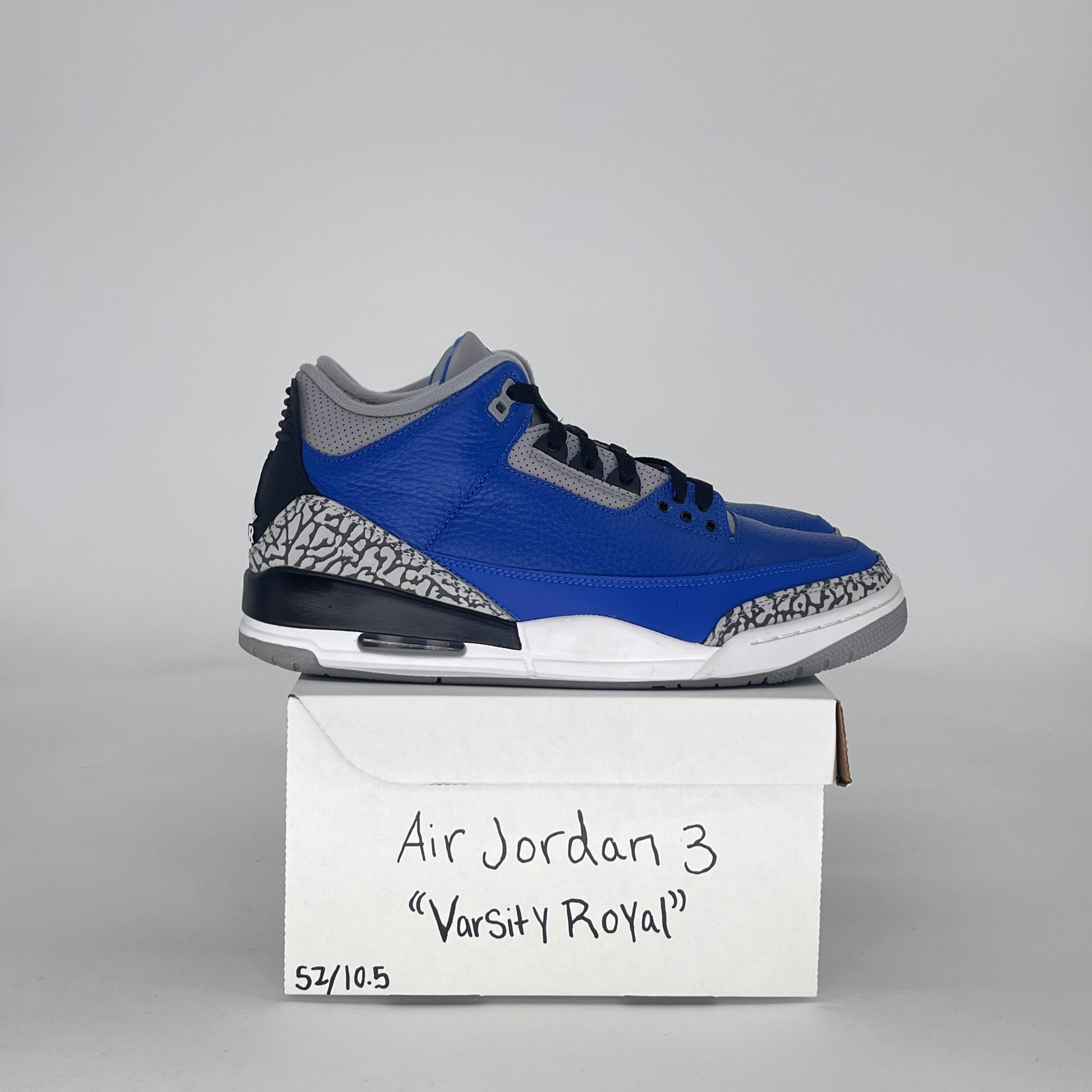 AIR JORDAN 3 VARSITY ROYAL CEMENT CT8532-400 SIZE 10.5/12W