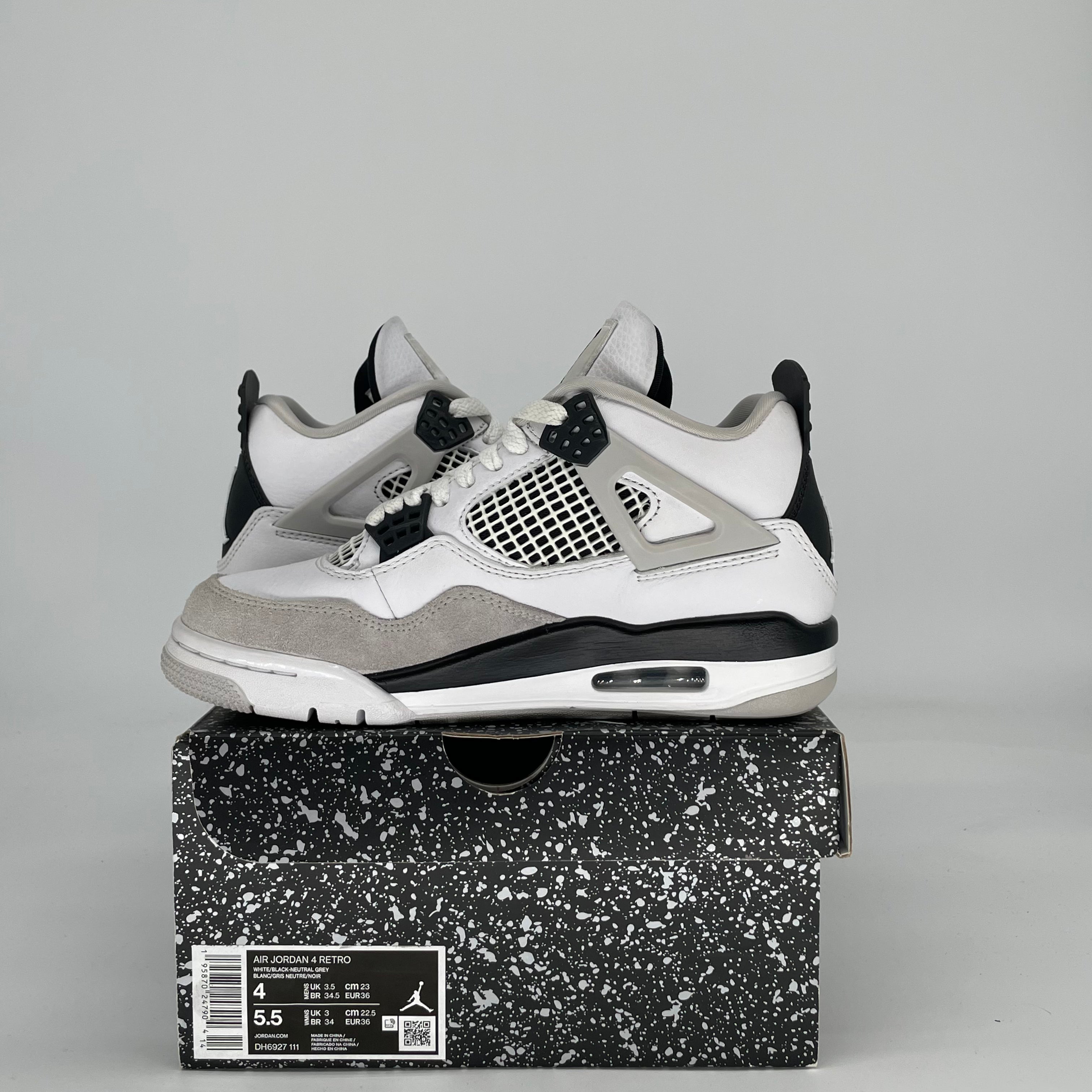 AIR JORDAN 4 MILITARY BLACK 408452-111 SIZE 4/5.5W