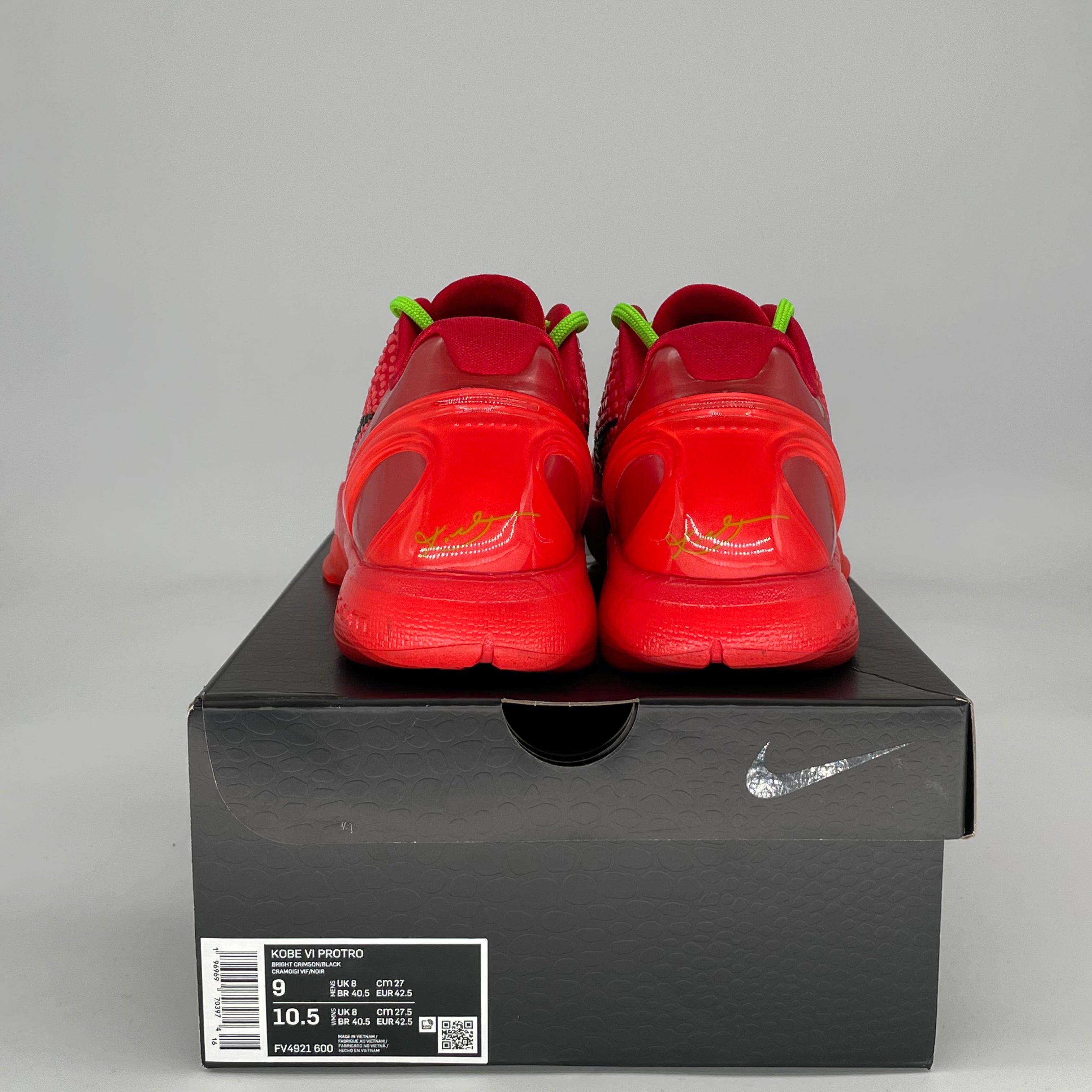 NIKE KOBE 6 PROTRO REVERSE GRINCH FV4921-600 SIZE 9/10.5W