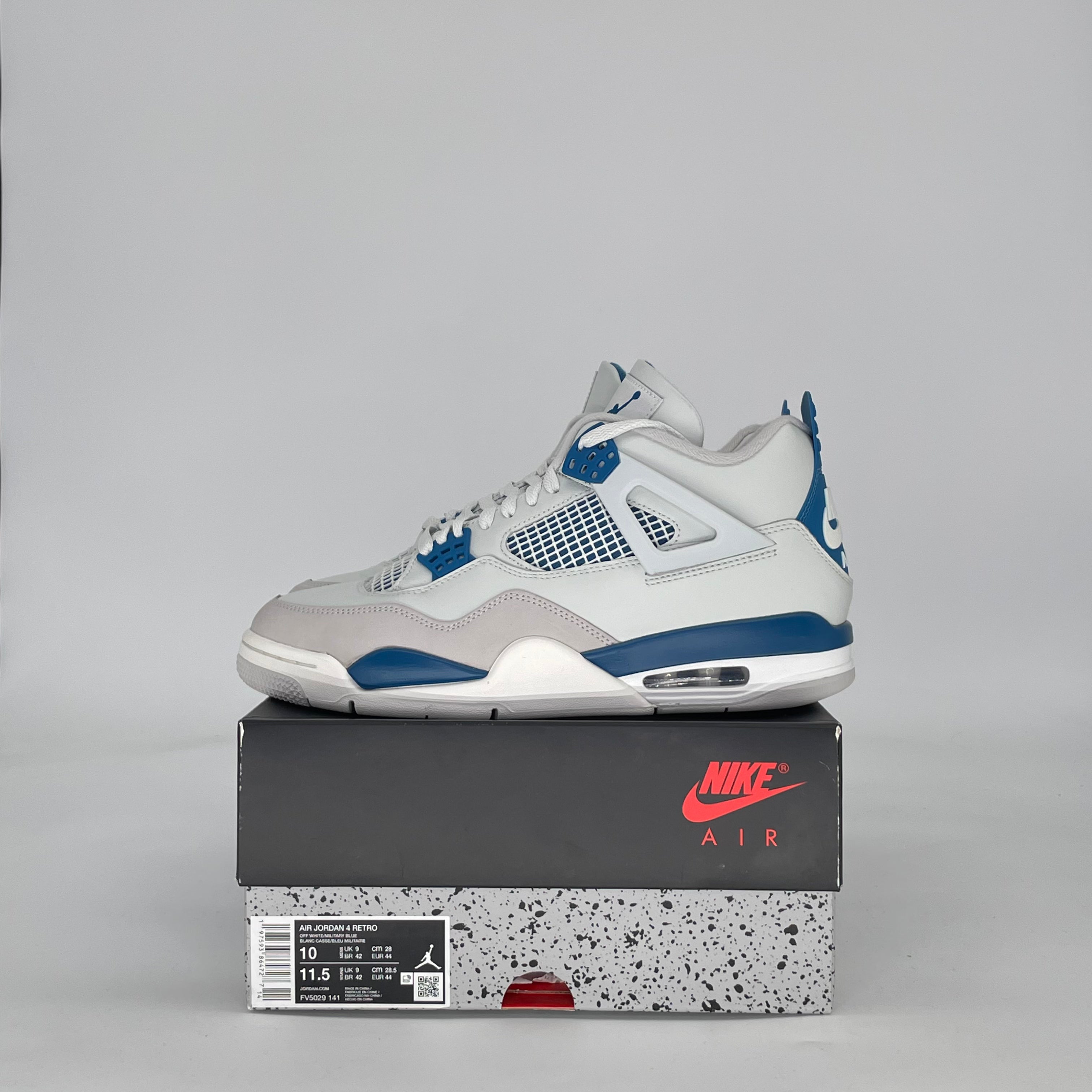 AIR JORDAN 4 MILITARY BLUE FV5029-141 SIZE 10/11.5W