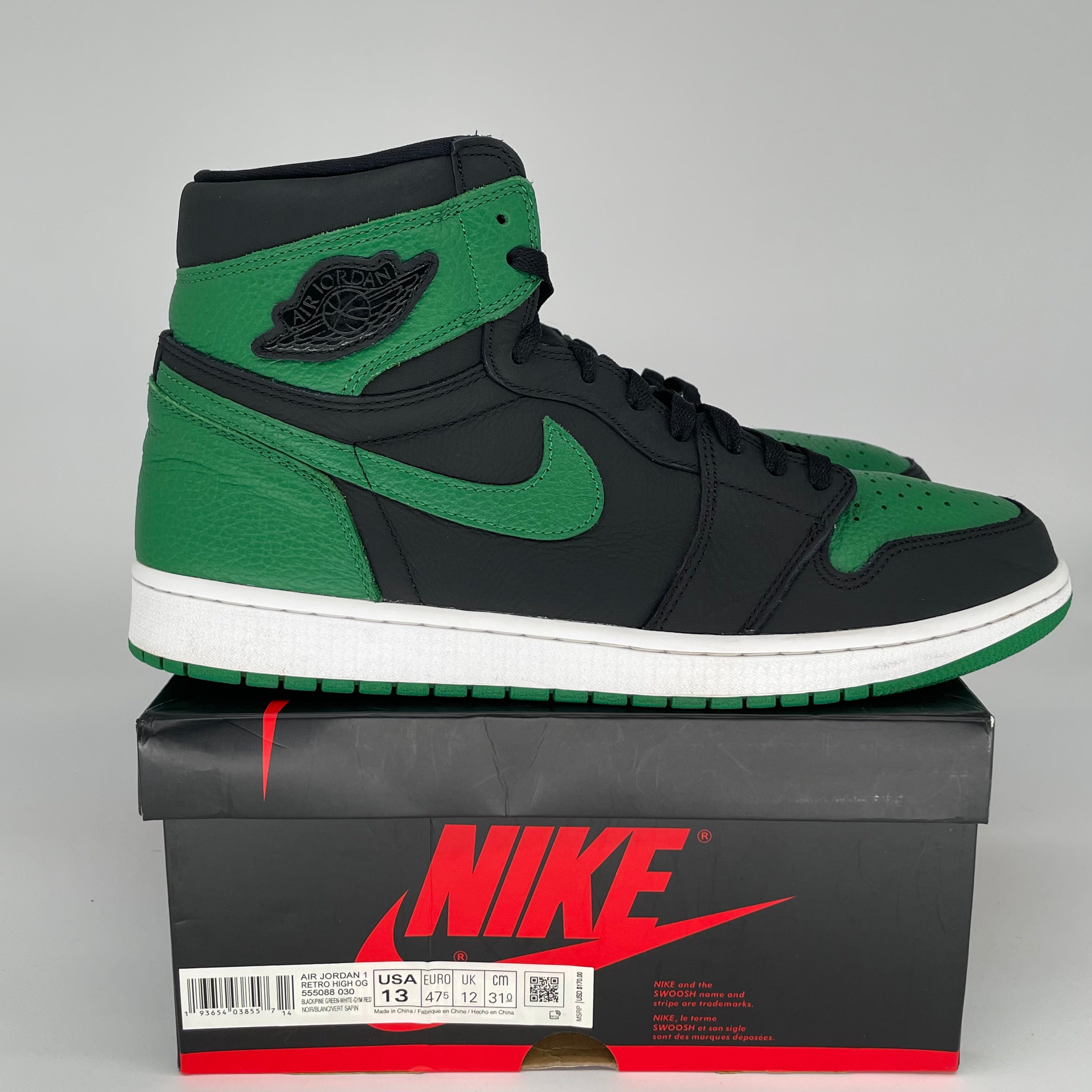 AIR JORDAN 1 PINE GREEN BLACK 555088-030 SIZE 13/14.5W
