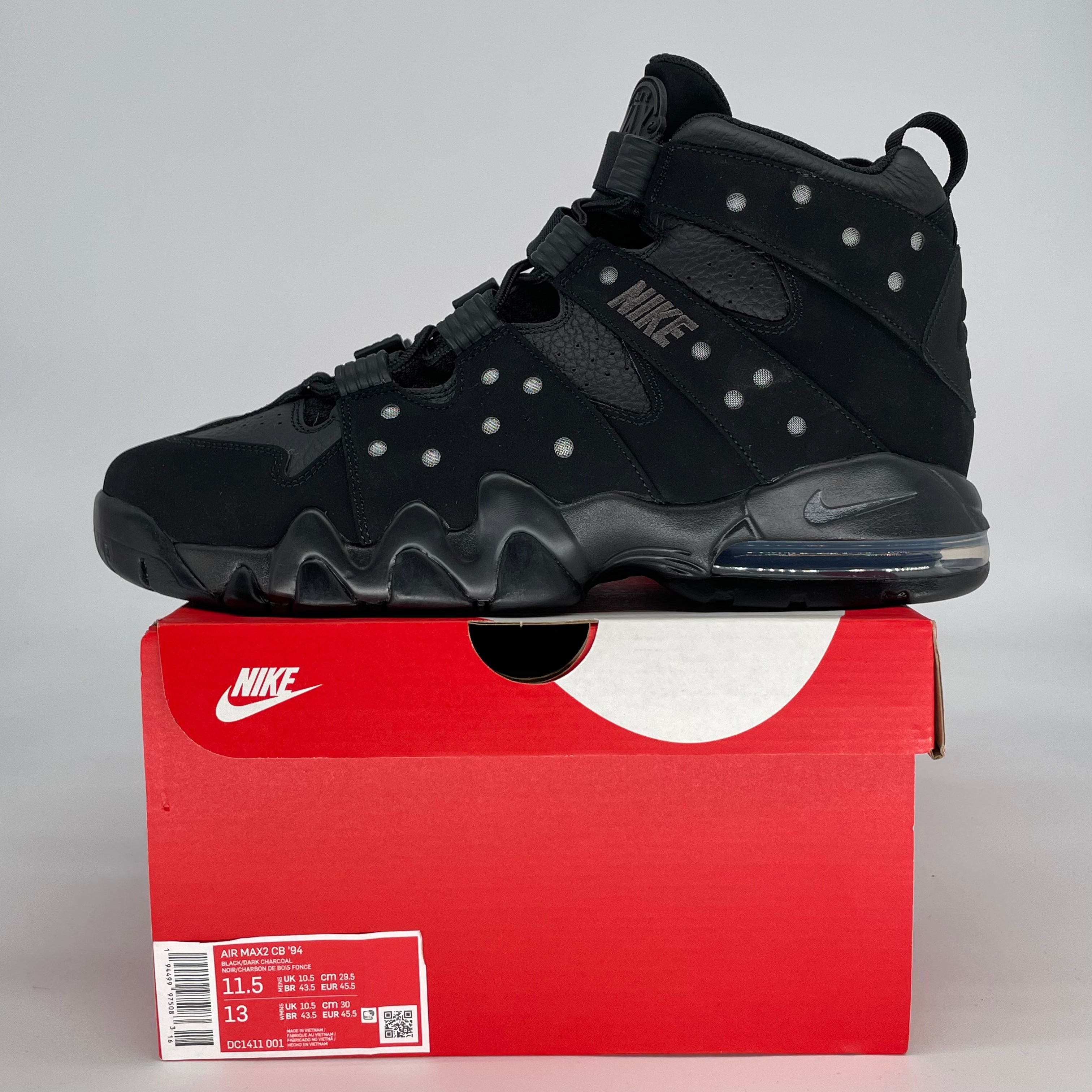 NIKE AIR MAX 2 CB 94 TRIPLE BLACK DC1411-001 SIZE 11.5/13W