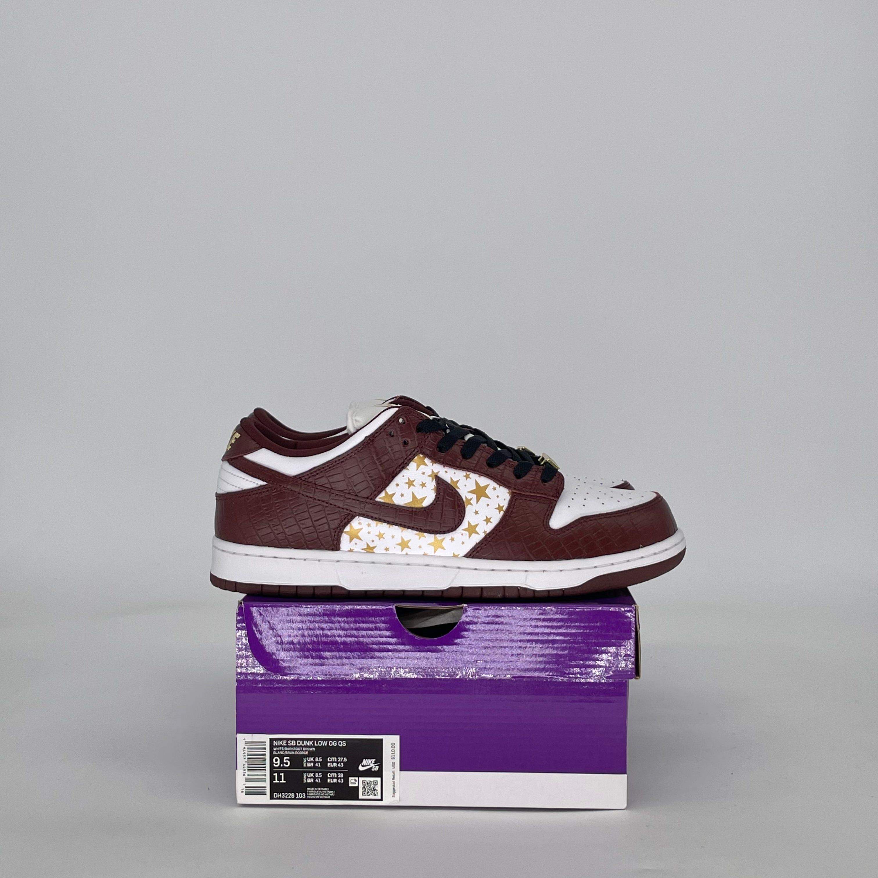 NIKE SB DUNK LOW SUPREME STARS BARKROOT BROWN (2021) DH3228-103 SIZE 9.5/11W