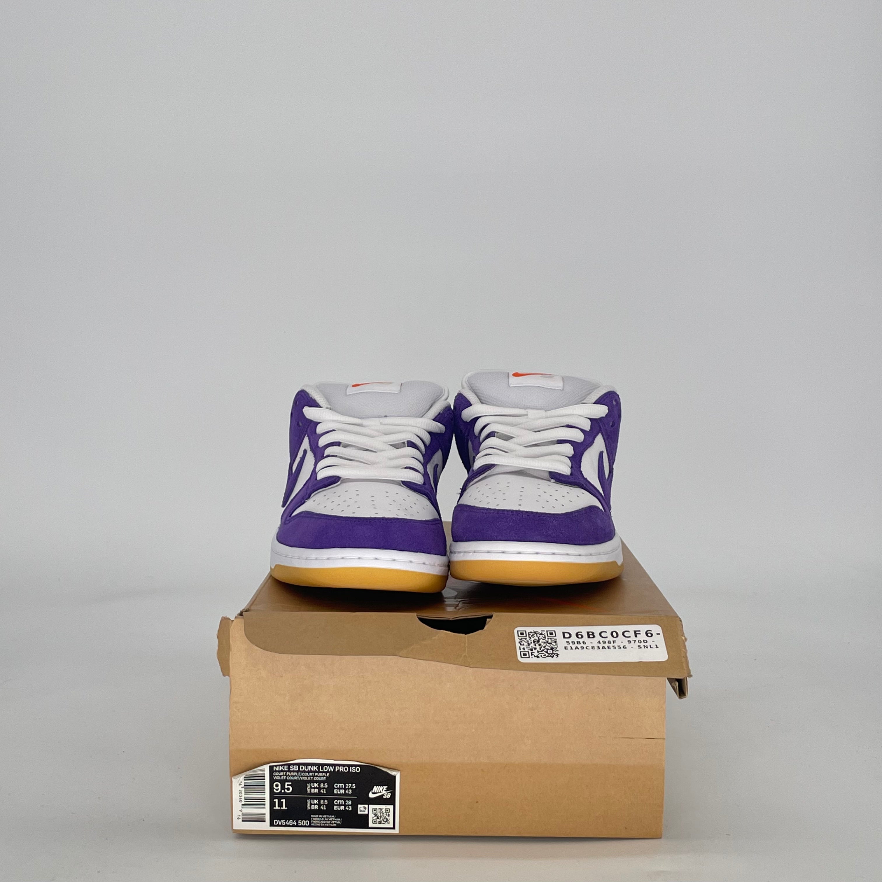 NIKE SB DUNK LOW ORANGE LABEL COURT PURPLE DV5464-500 SIZE 9.5/11W
