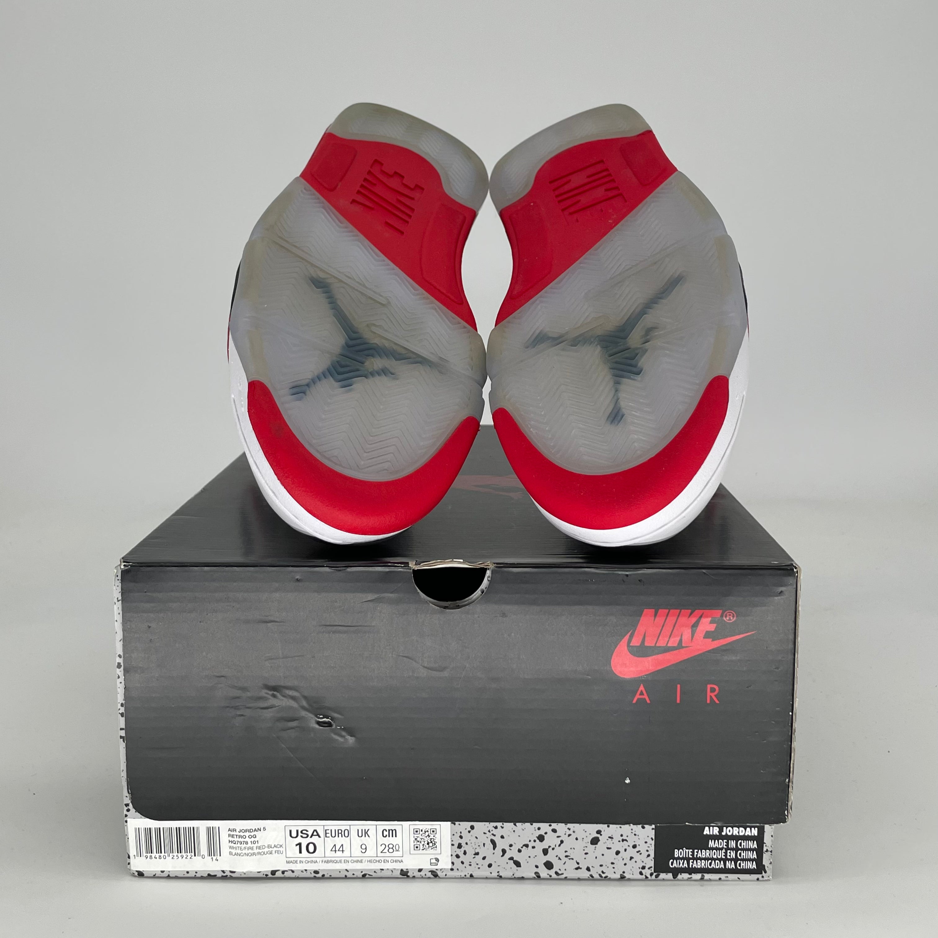 AIR JORDAN 5 FIRE RED BLACK TONGUE HQ7978-101 SIZE 10/11.5W