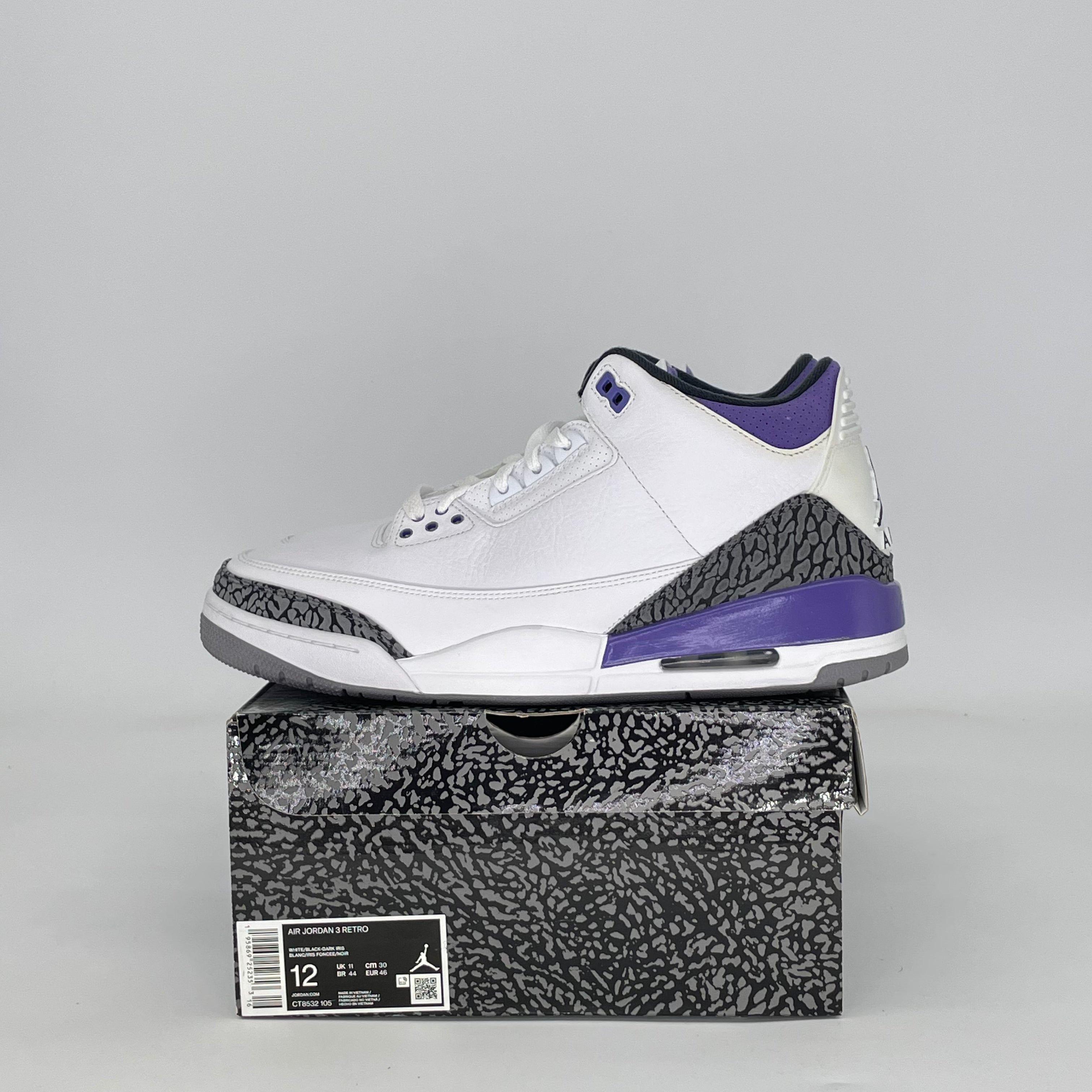AIR JORDAN 3 DARK IRIS CT8532-105 SIZE 12/13.5W