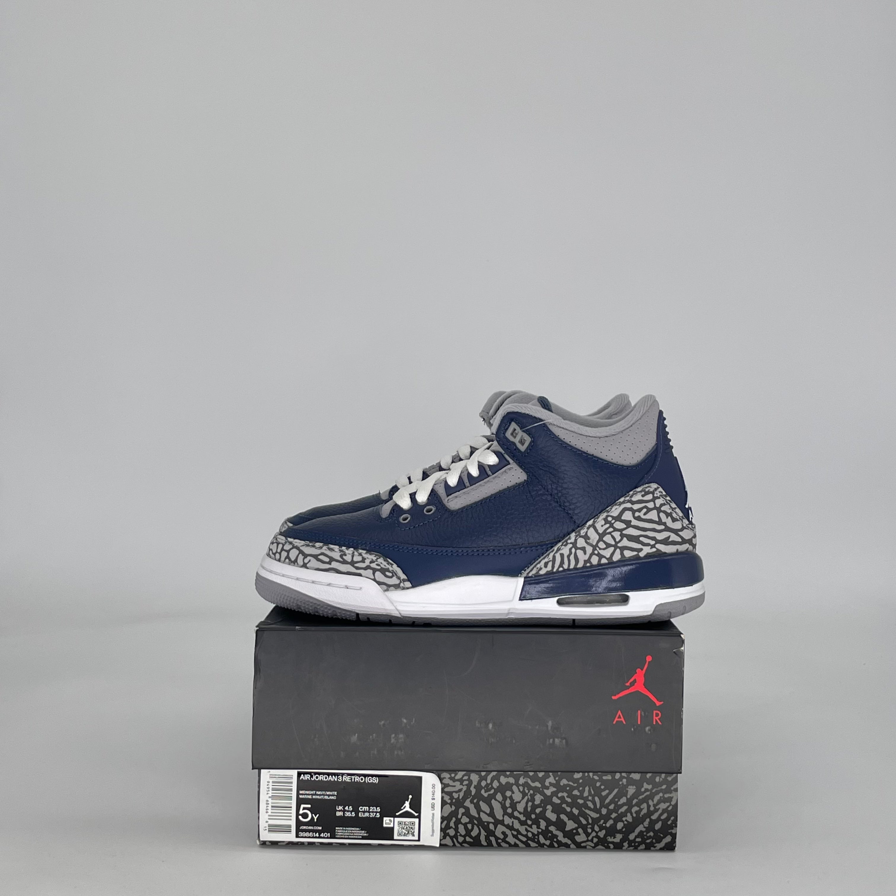 AIR JORDAN 3 GEORGETOWN (2021) 398614-401 SIZE 5/6.5W GS