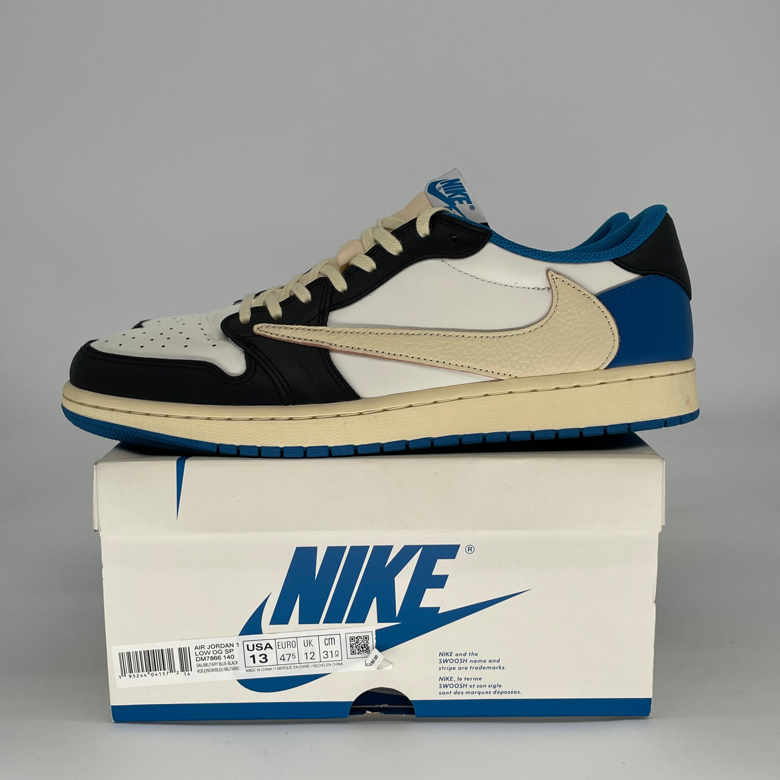 TRAVIS SCOTT X FRAGMENT X AIR JORDAN 1 LOW DM7866-140 SIZE 13/14.5W