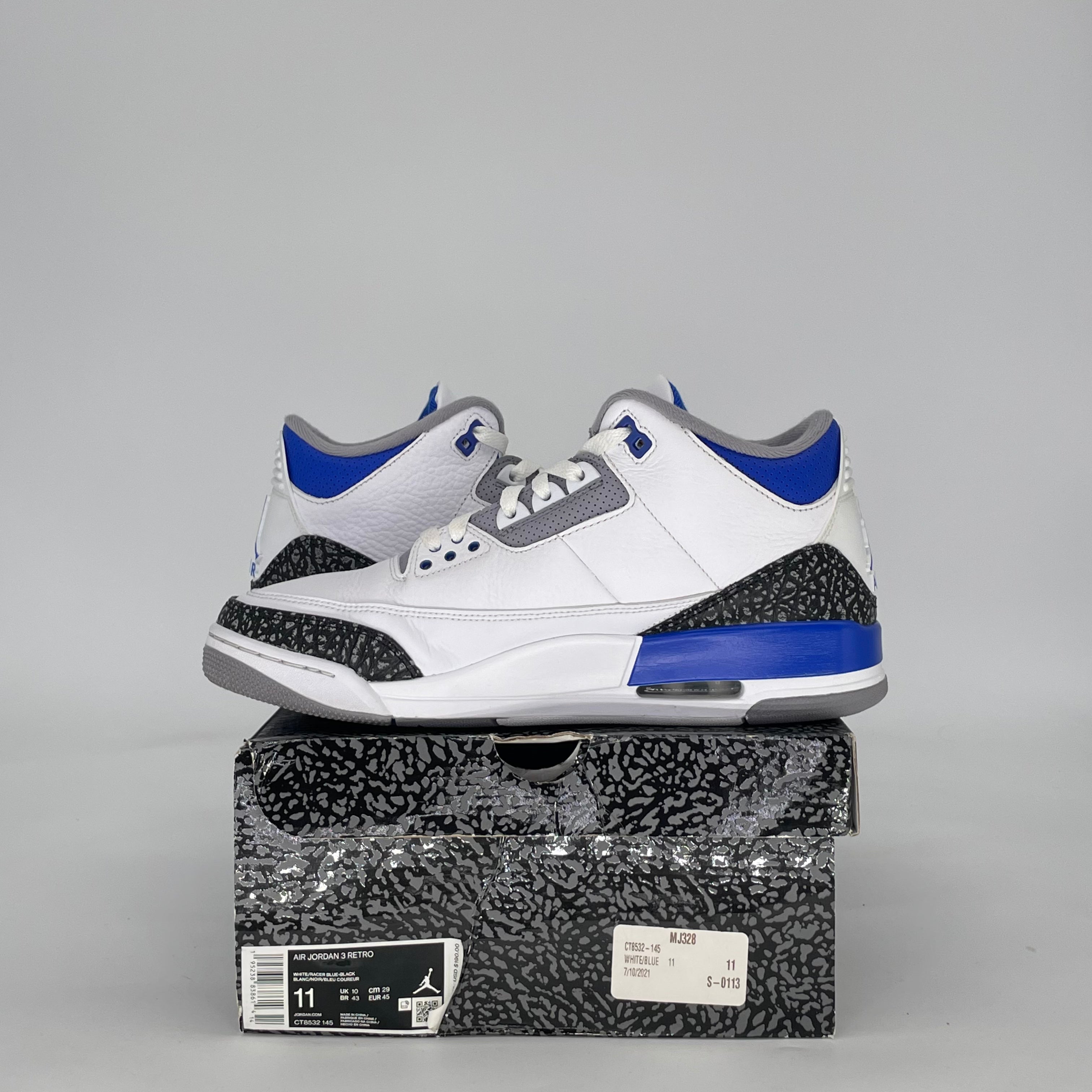 AIR JORDAN 3 RACER BLUE CT8532-145 SIZE 11/12.5W