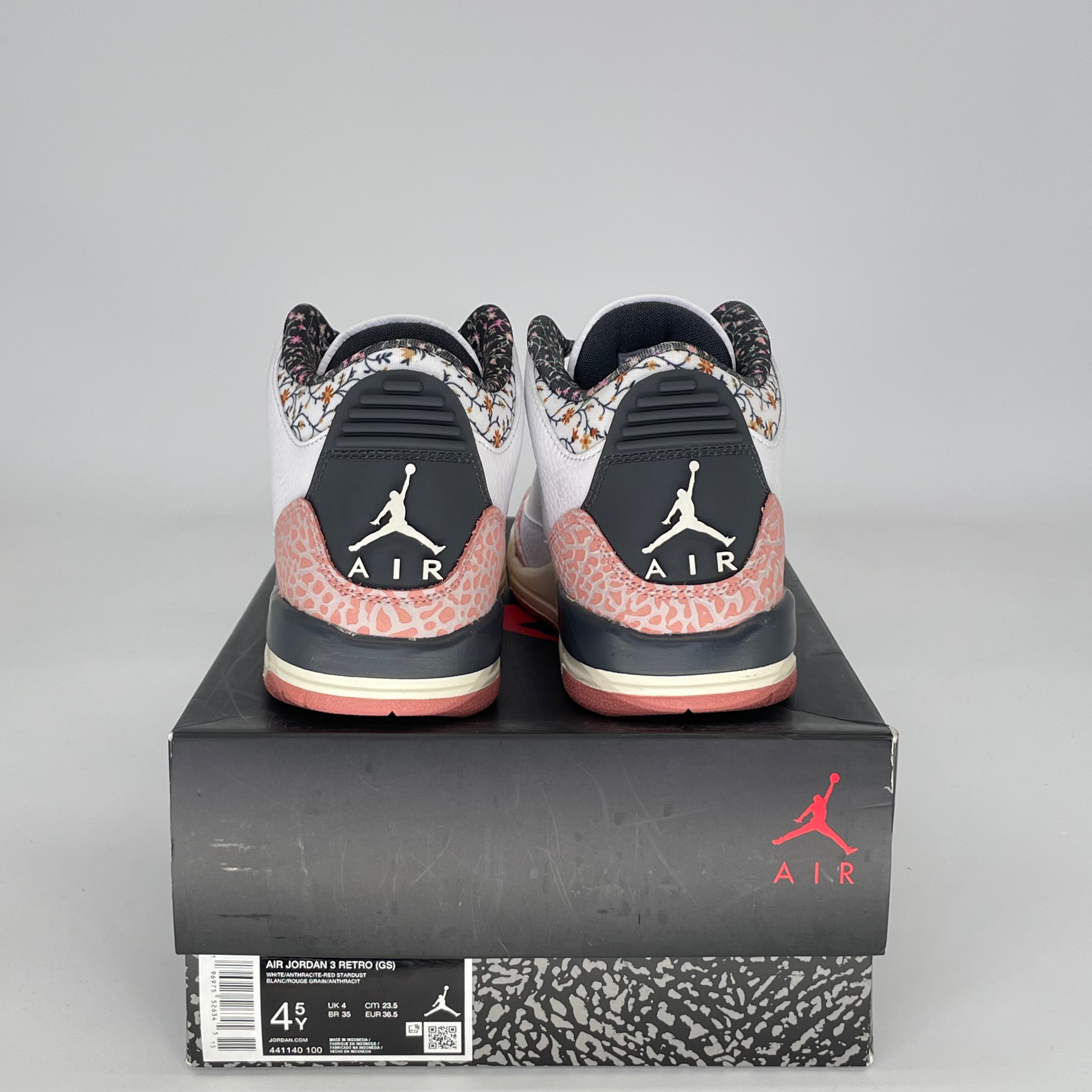 Air Jordan 3 Vintage Floral Shoes - SKU 441140-100 Size 4.5/6W GS