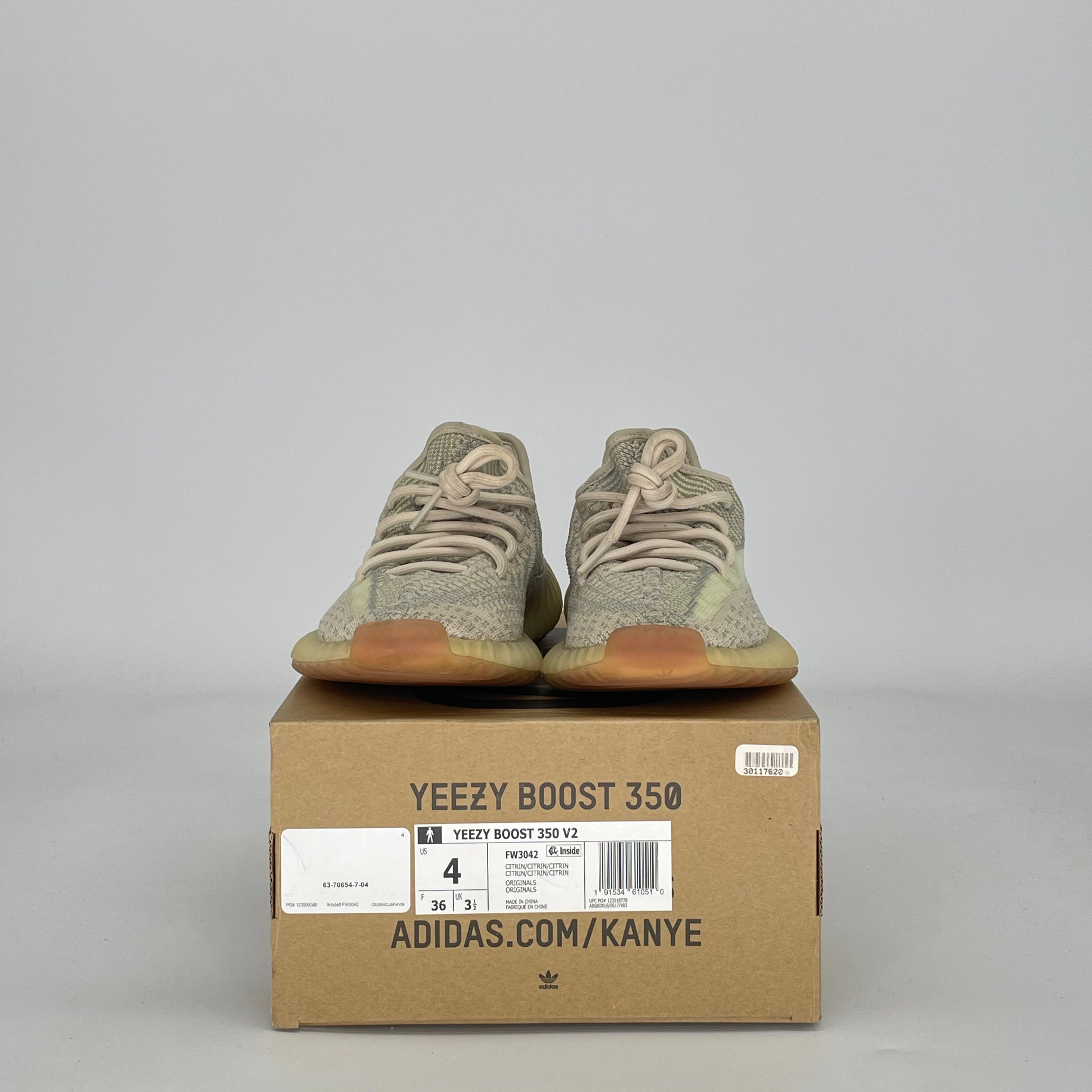 ADIDAS YEEZY BOOST 350 V2 CITRIN (NON-REFLECTIVE) FW3042 SIZE 4/5.5W GS