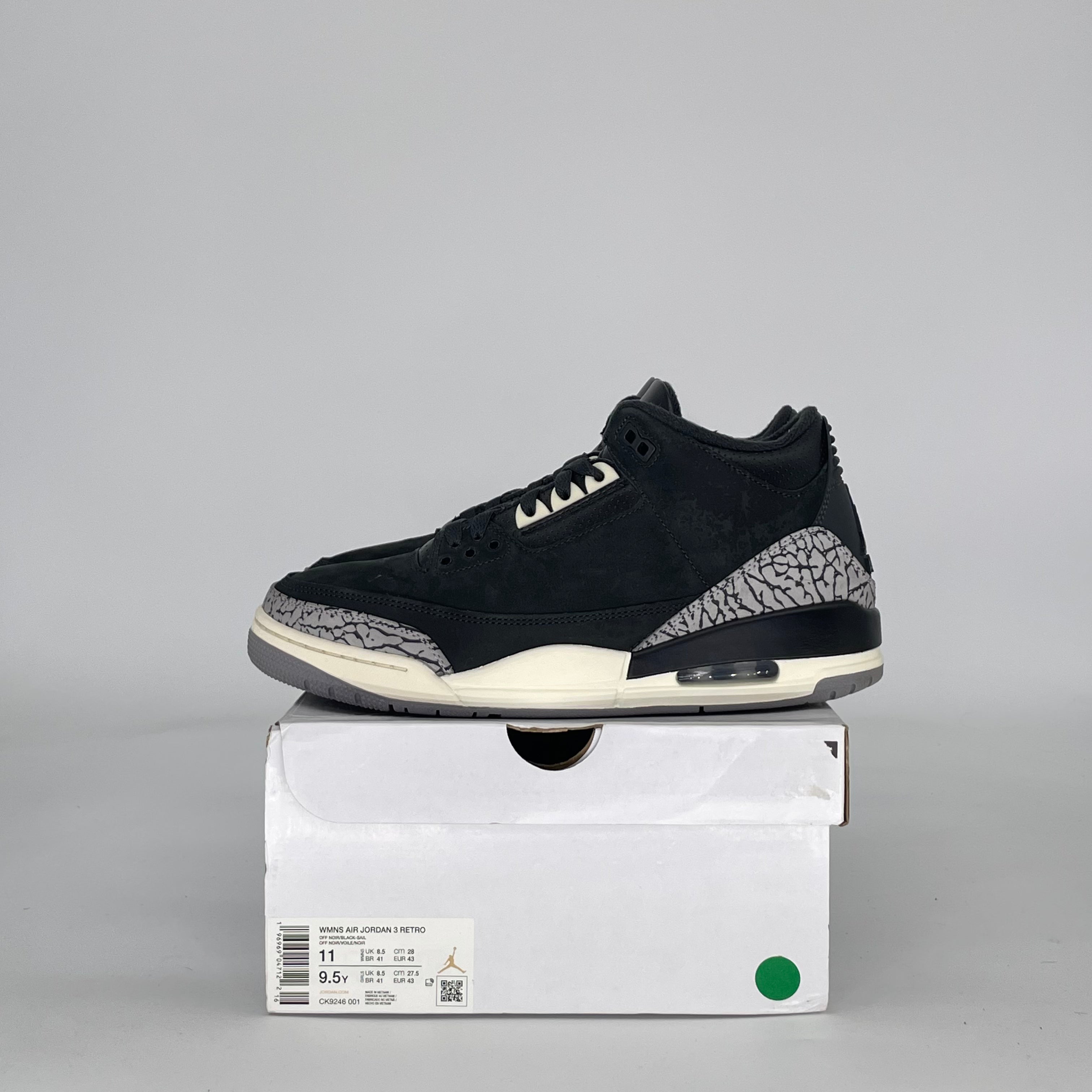AIR JORDAN 3 OFF NOIR CK9246-001 SIZE 9.5/11W