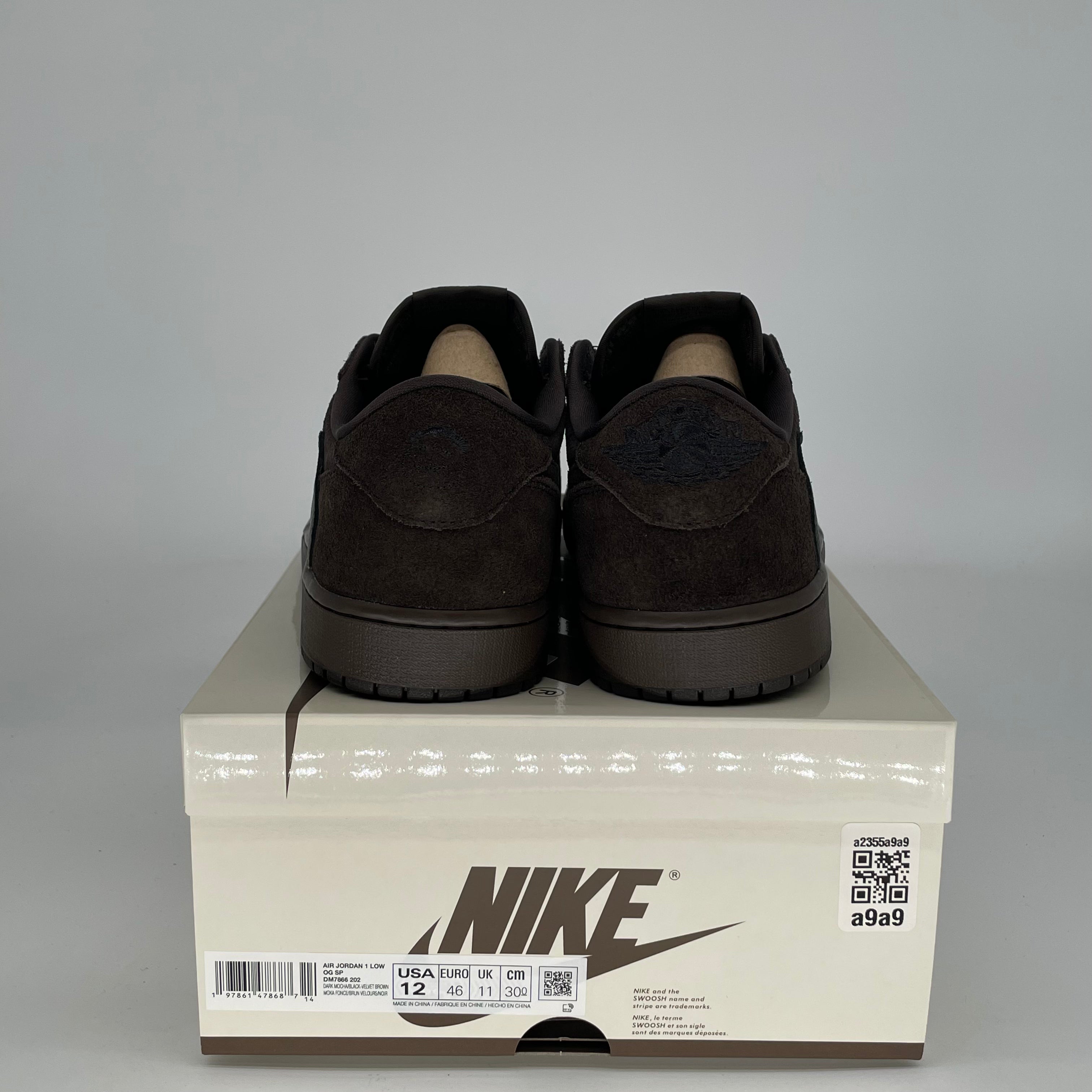 TRAVIS SCOTT X AIR JORDAN 1 LOW VELVET BROWN DM7866-202 SIZE 12/13.5W
