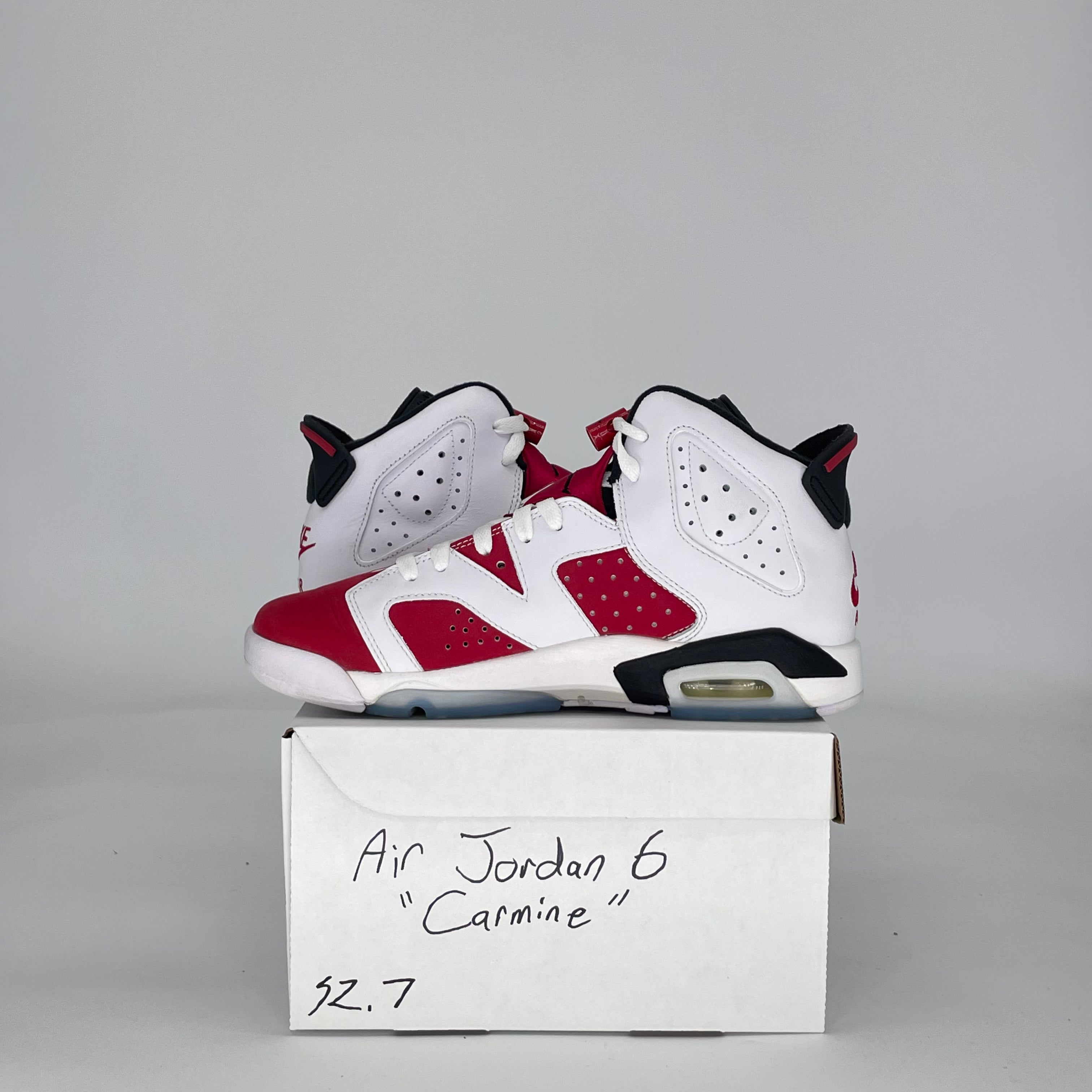 AIR JORDAN 6 CARMINE 384665-106 SIZE 7/8.5W GS