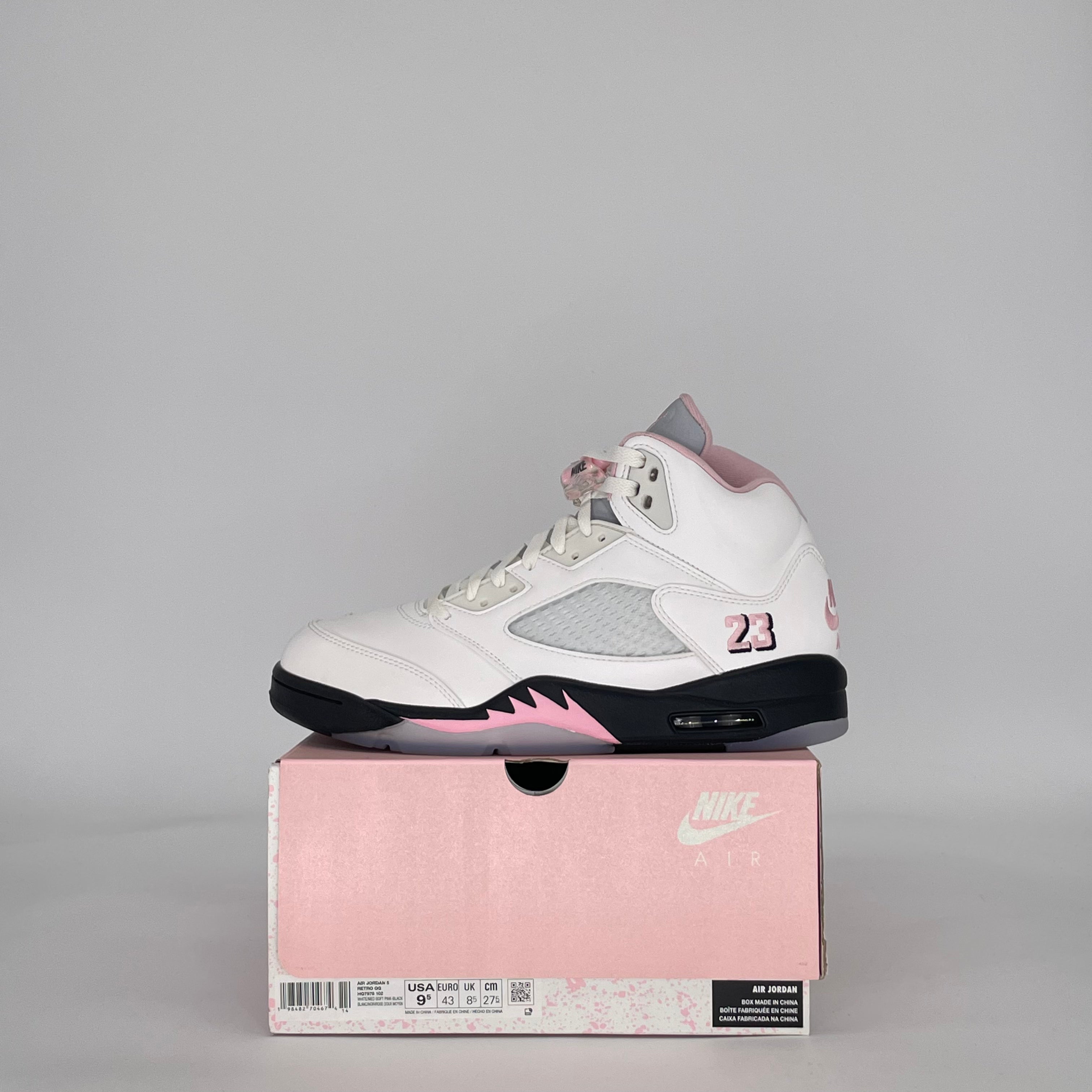 AIR JORDAN 5 MEDIUM SOFT PINK HQ7978-102 SIZE 9.5/11W