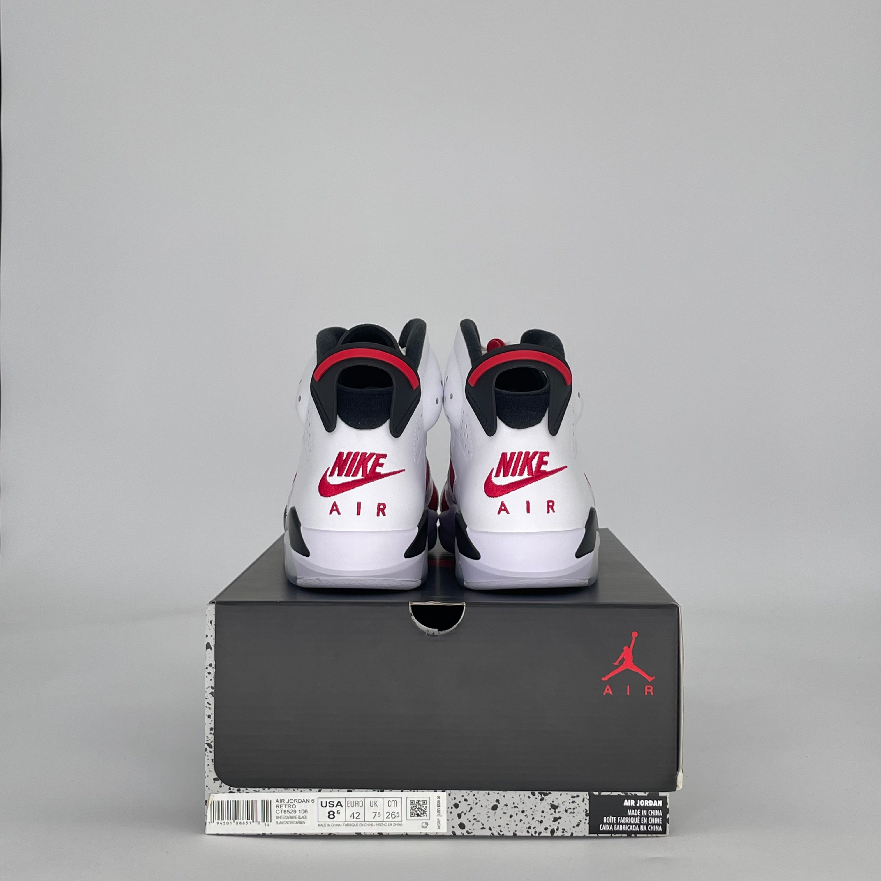 AIR JORDAN 6 CARMINE (2021) CT8529-106 SIZE 8.5/10W