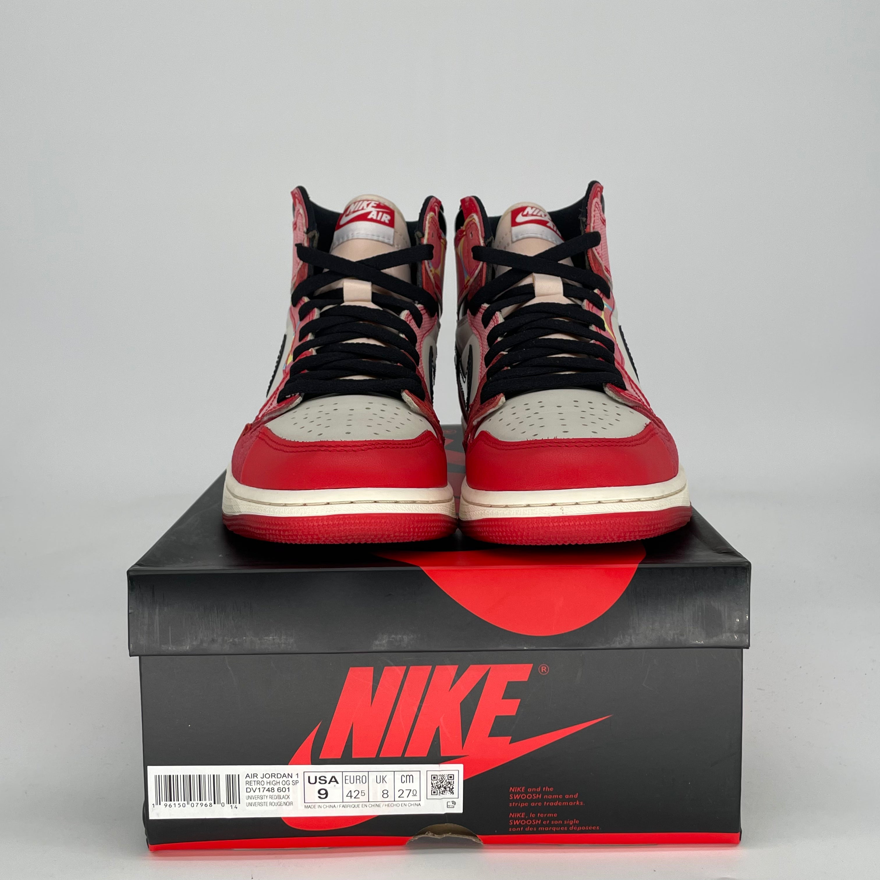 AIR JORDAN 1 SPIDERMAN ACROSS THE SPIDER-VERSE DV1748-601 SIZE 9/10.5W