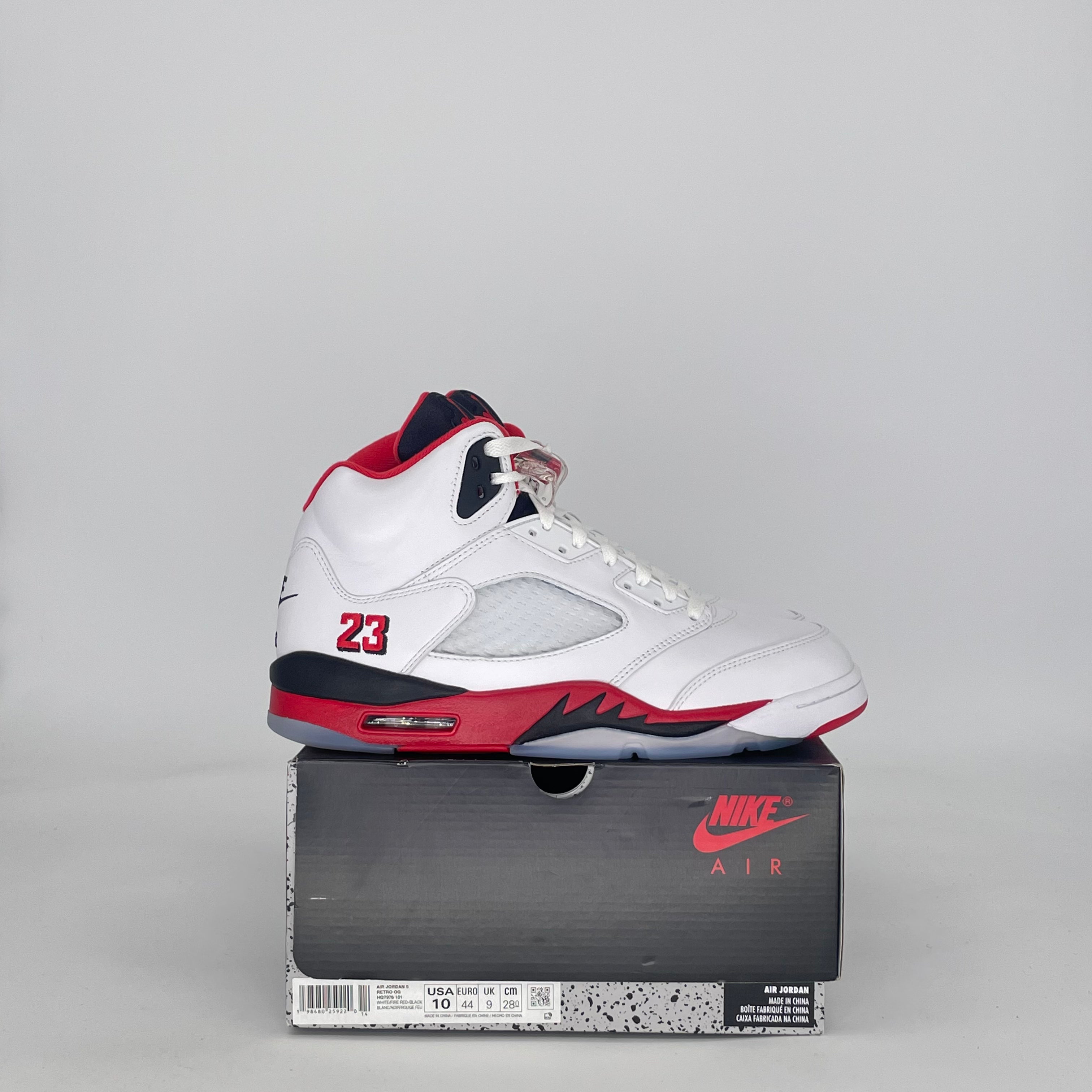 AIR JORDAN 5 FIRE RED BLACK TONGUE HQ7978-101 SIZE 10/11.5W
