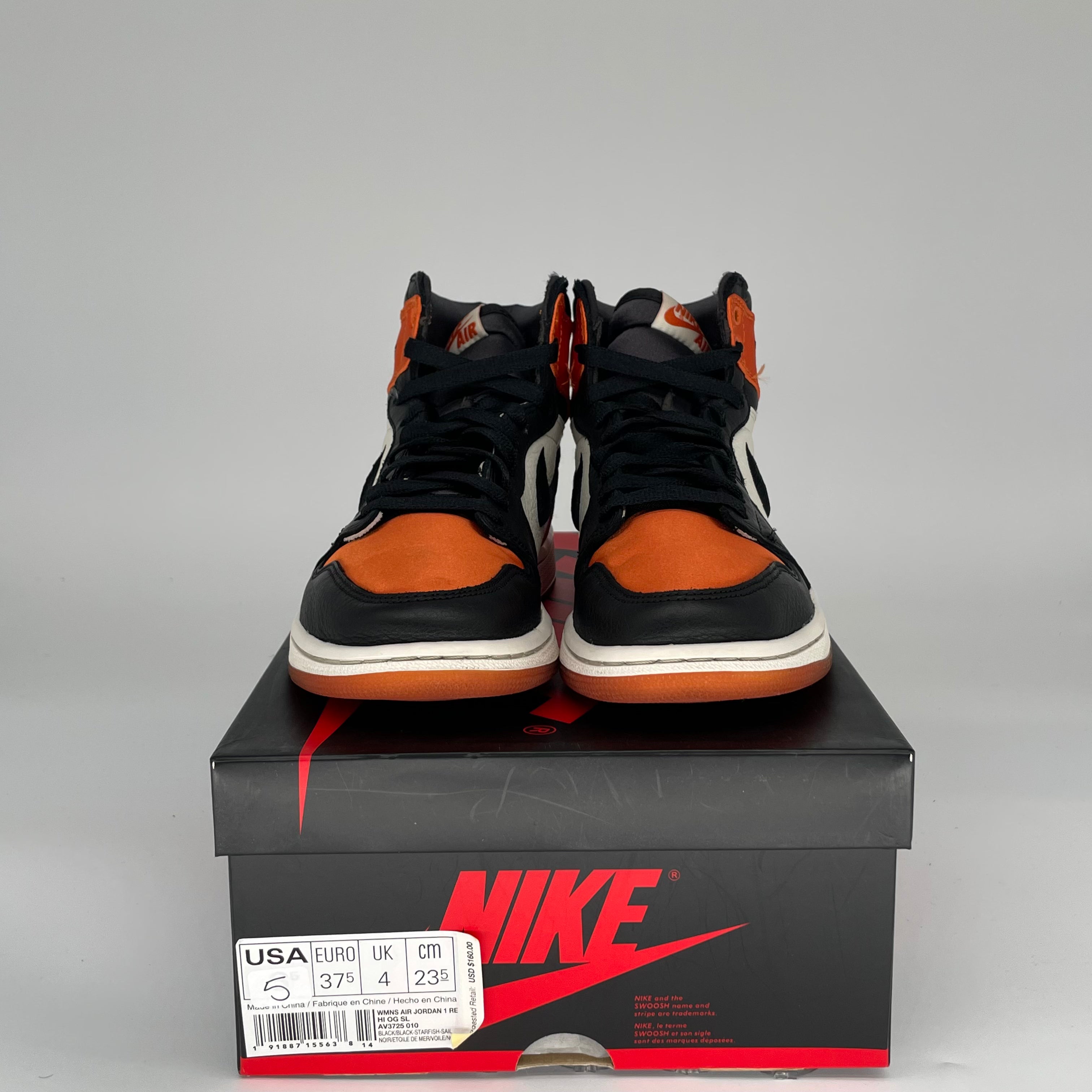 AIR JORDAN 1 SATIN SHATTERED BACKBOARD W  AV3725-010 SIZE 5/6.5W