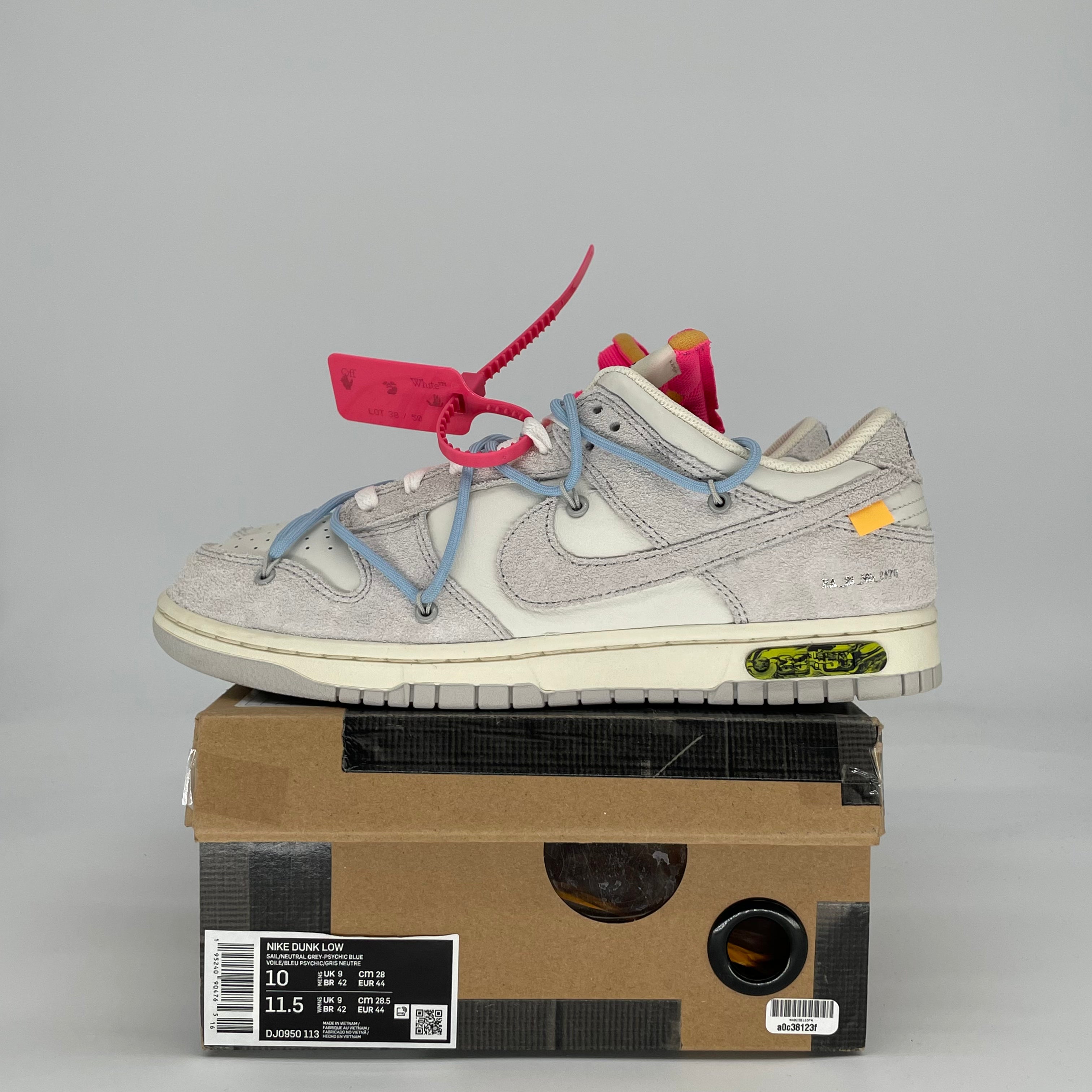 NIKE DUNK LOW OFF WHITE LOT 38 DJ0950-113 SIZE 10/11.5W