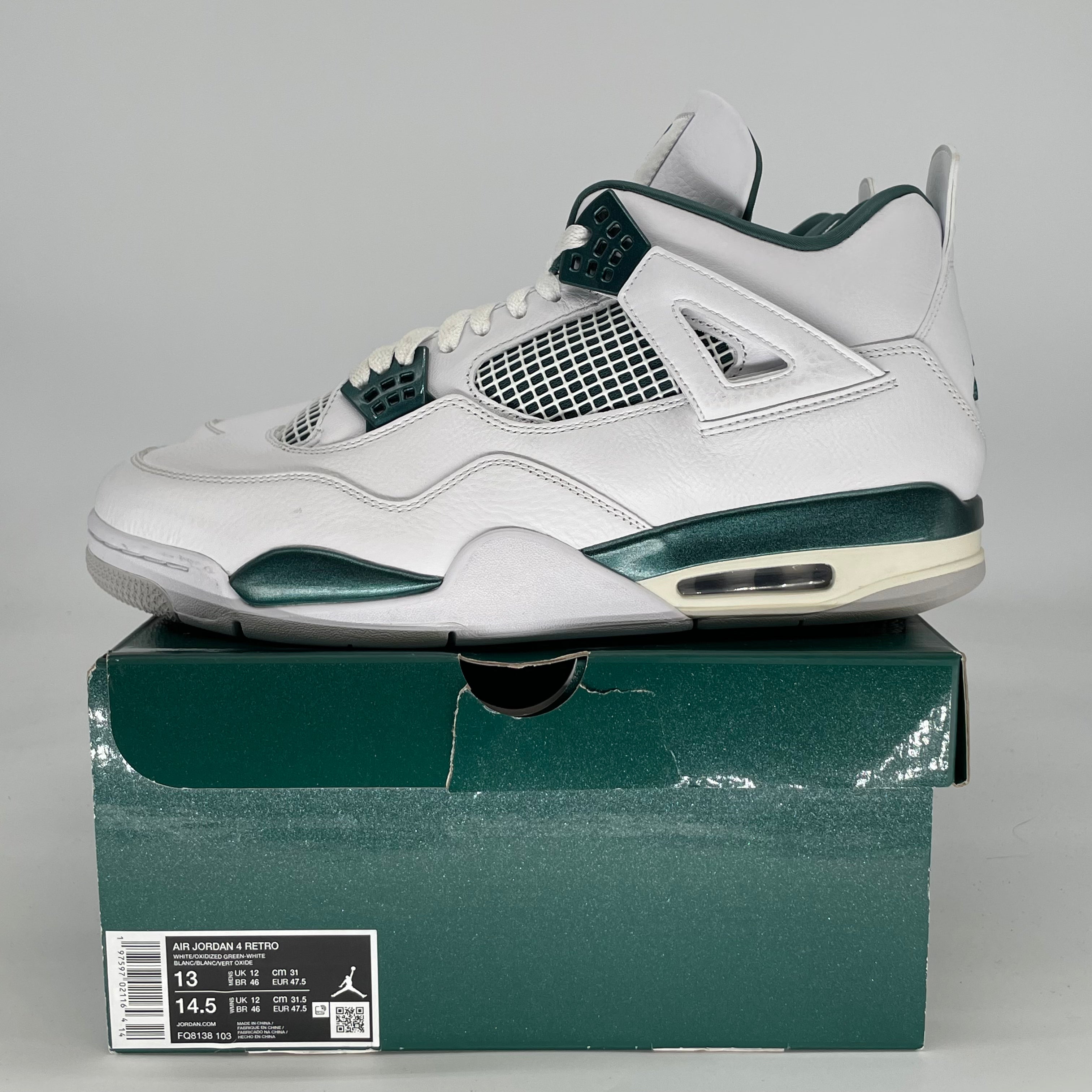 AIR JORDAN 4 OXIDIZED GREEN FQ8138-103 SIZE 13/14.5W