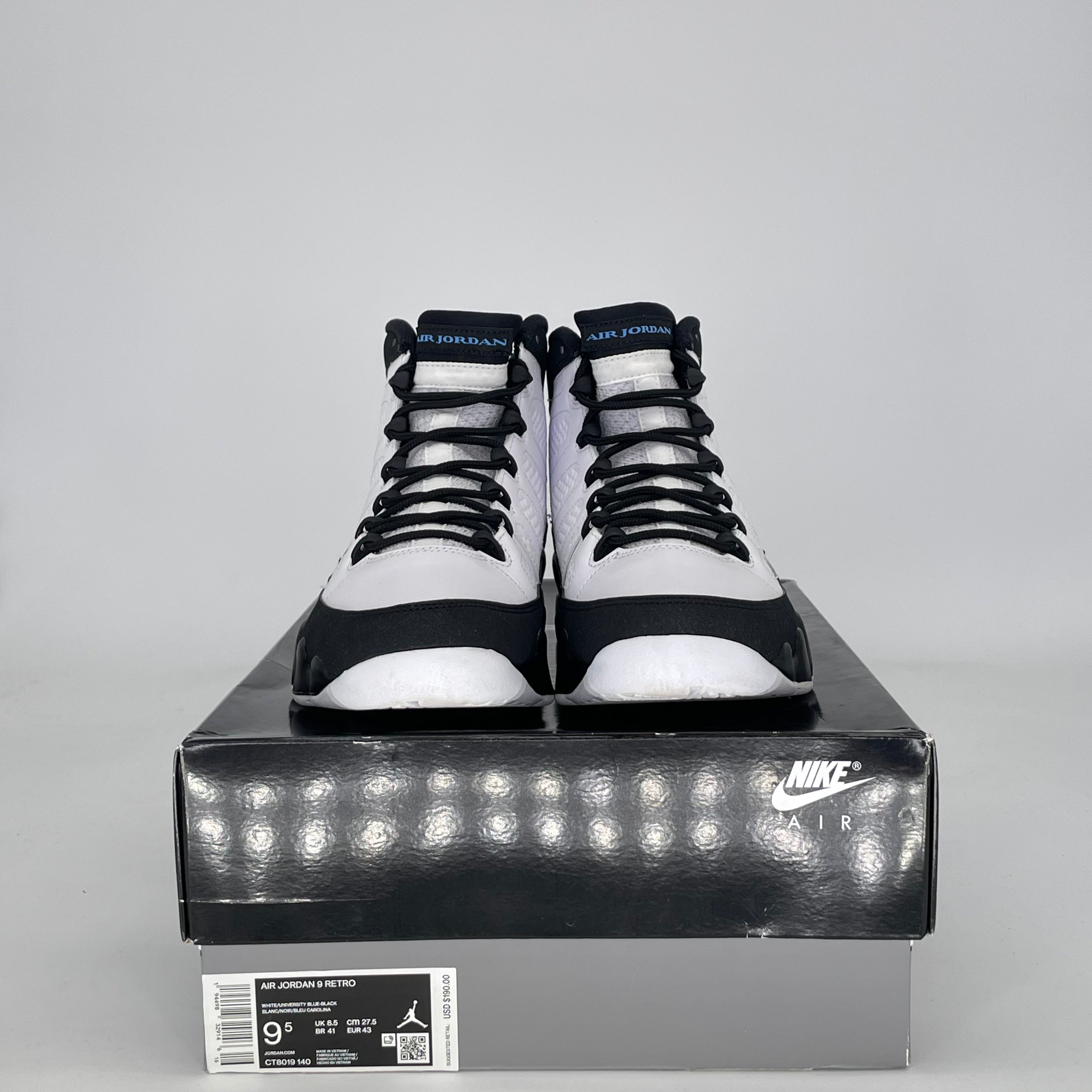 AIR JORDAN 9 UNIVERSITY BLUE CT8019-140 SIZE 9.5/11W