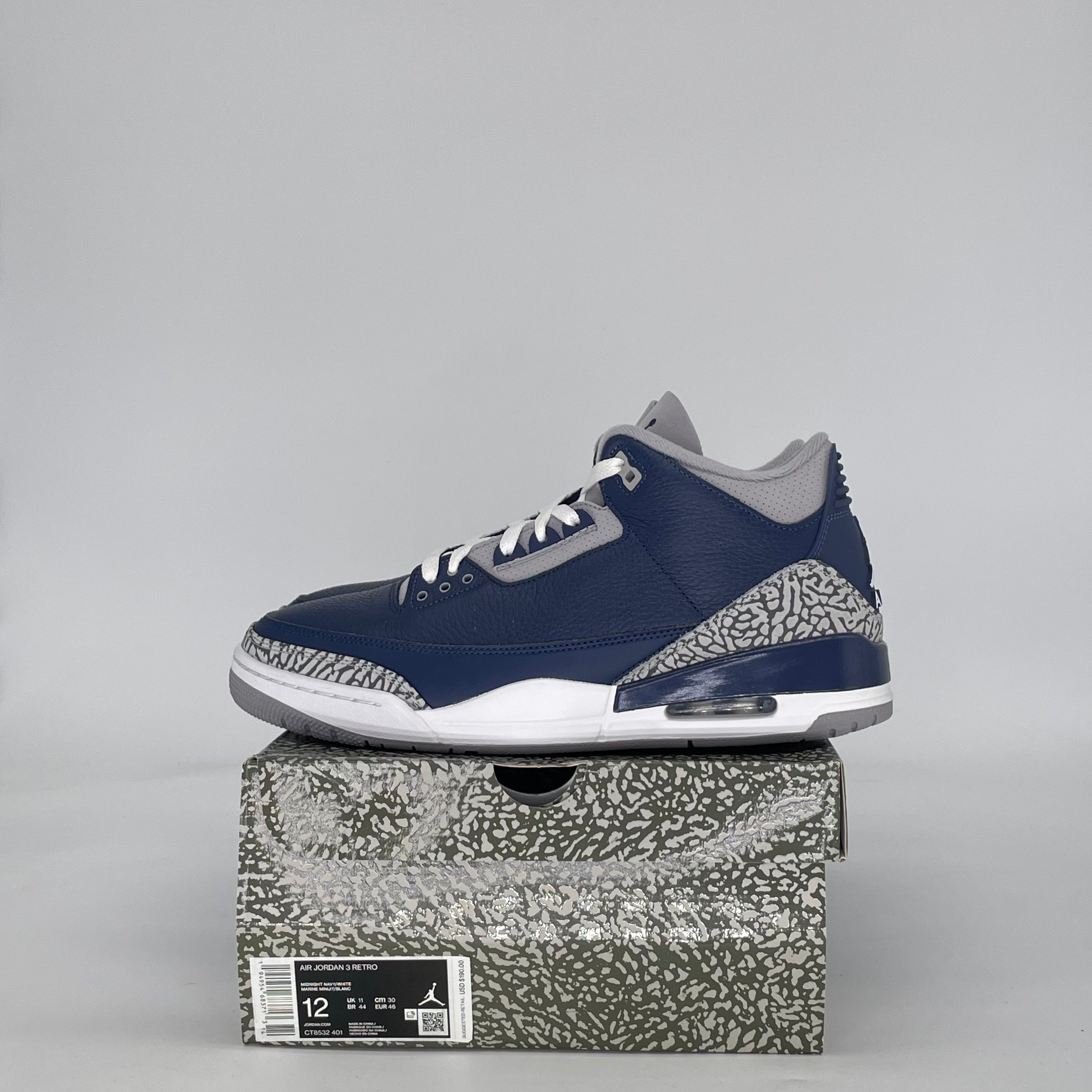 AIR JORDAN 3 GEORGETOWN (2021) CT8532-401 SIZE 12/13.5W