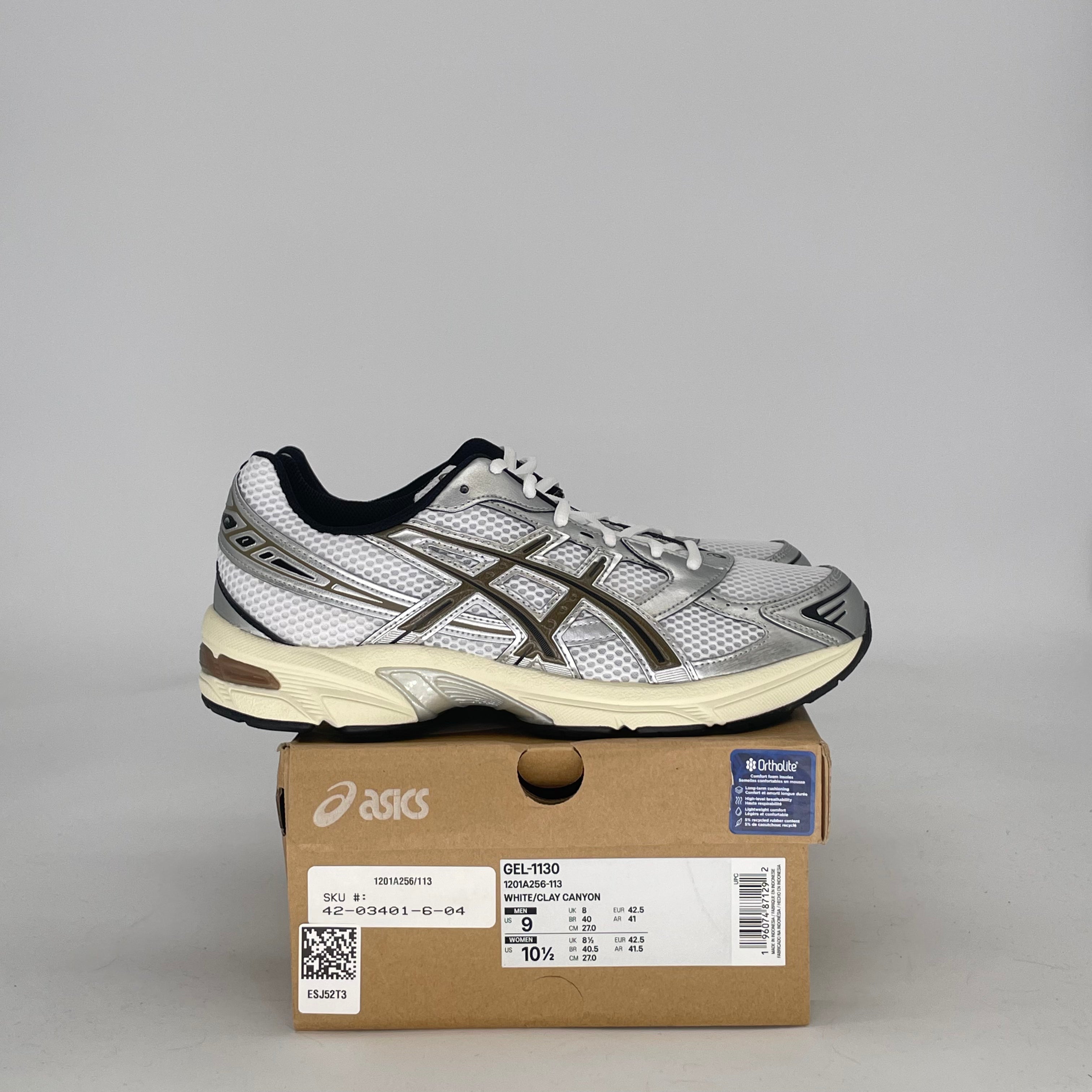 ASICS GEL-1130 WHITE CLAY CANYON 1201A256-113 SIZE 9/10.5W