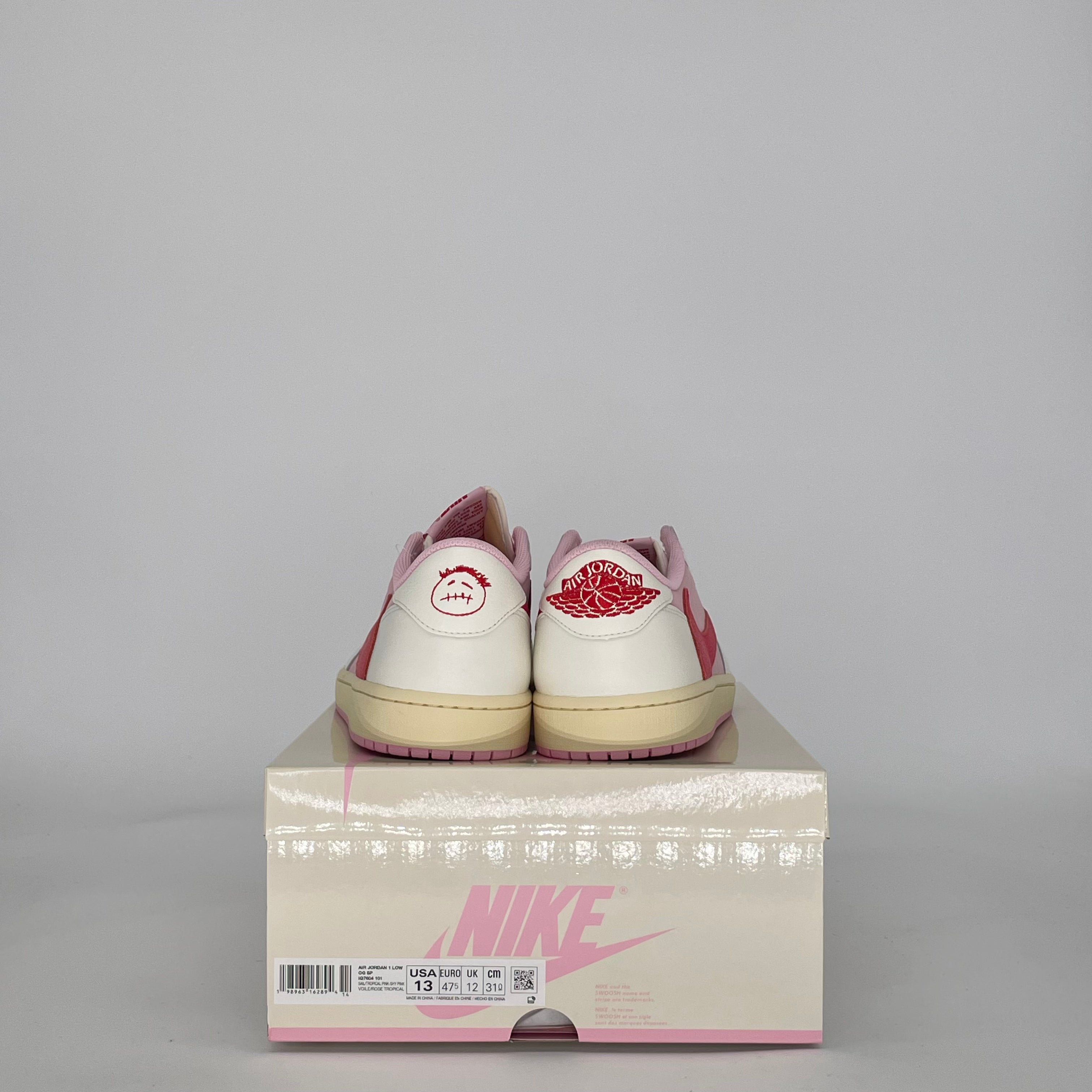 AIR JORDAN 1 LOW TRAVIS SCOTT SAIL TROPICAL PINK IQ7604-101 SIZE 13/14.5W