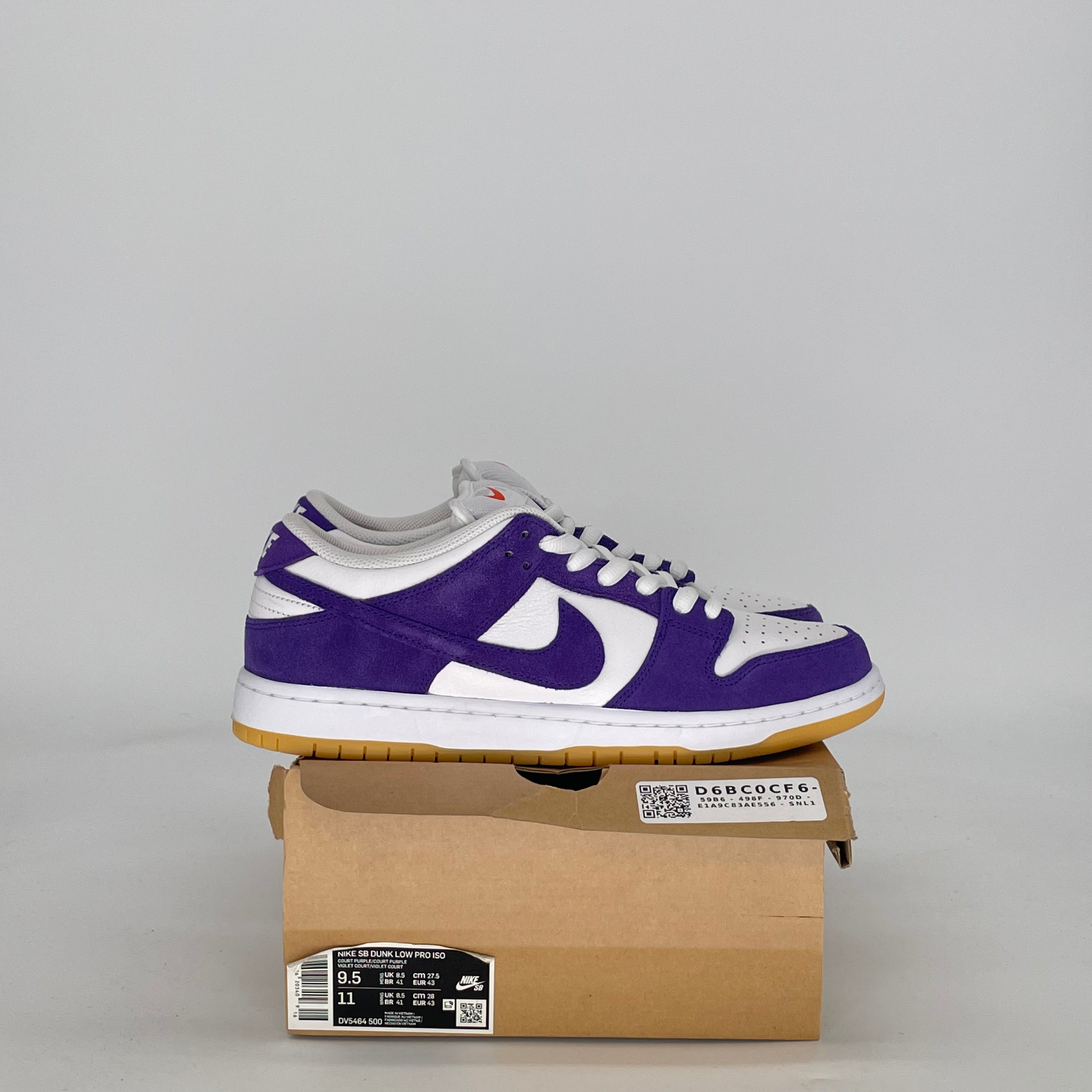 NIKE SB DUNK LOW ORANGE LABEL COURT PURPLE DV5464-500 SIZE 9.5/11W