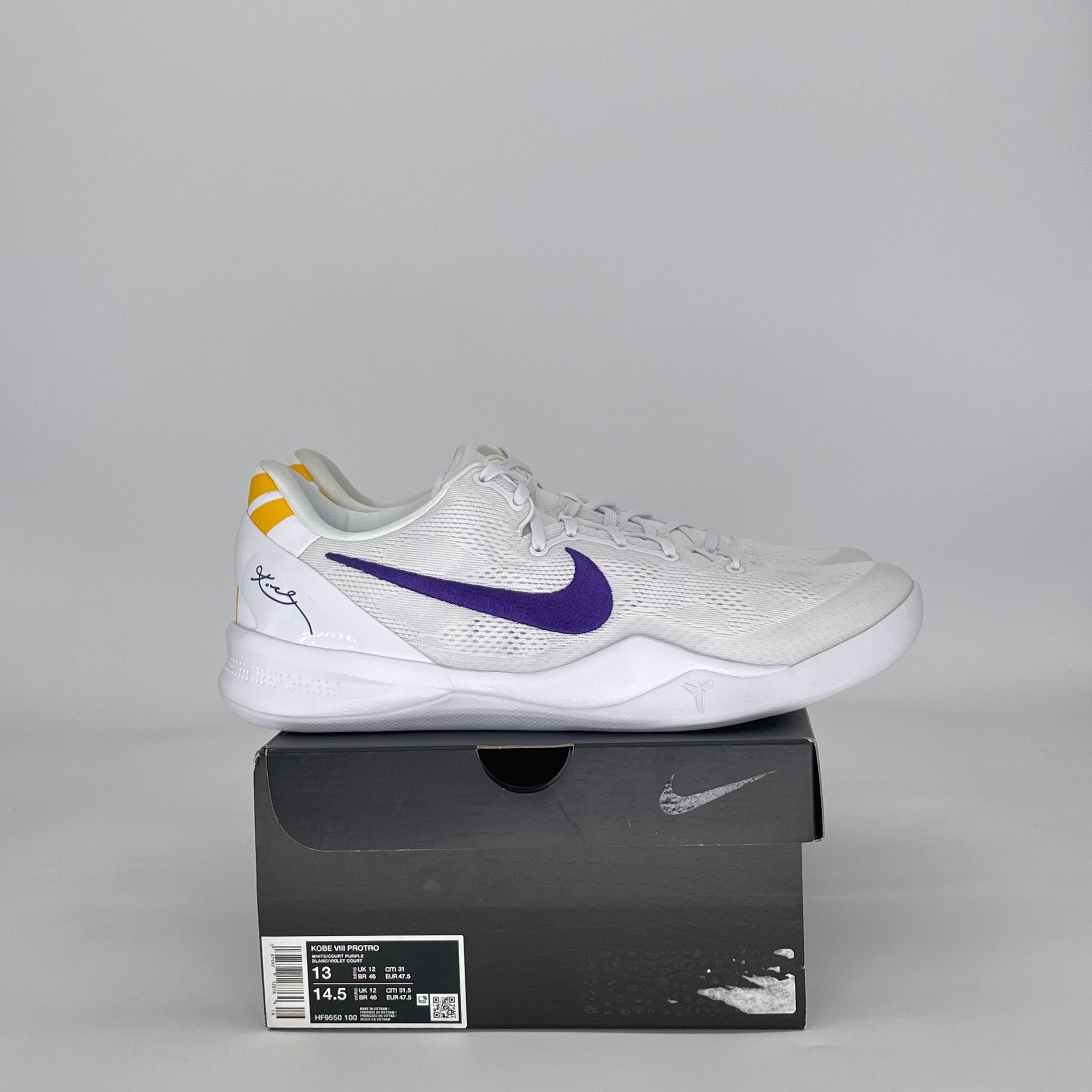 NIKE KOBE 8 PROTRO LAKERS HOME HF9550-100 SIZE 13/14.5W