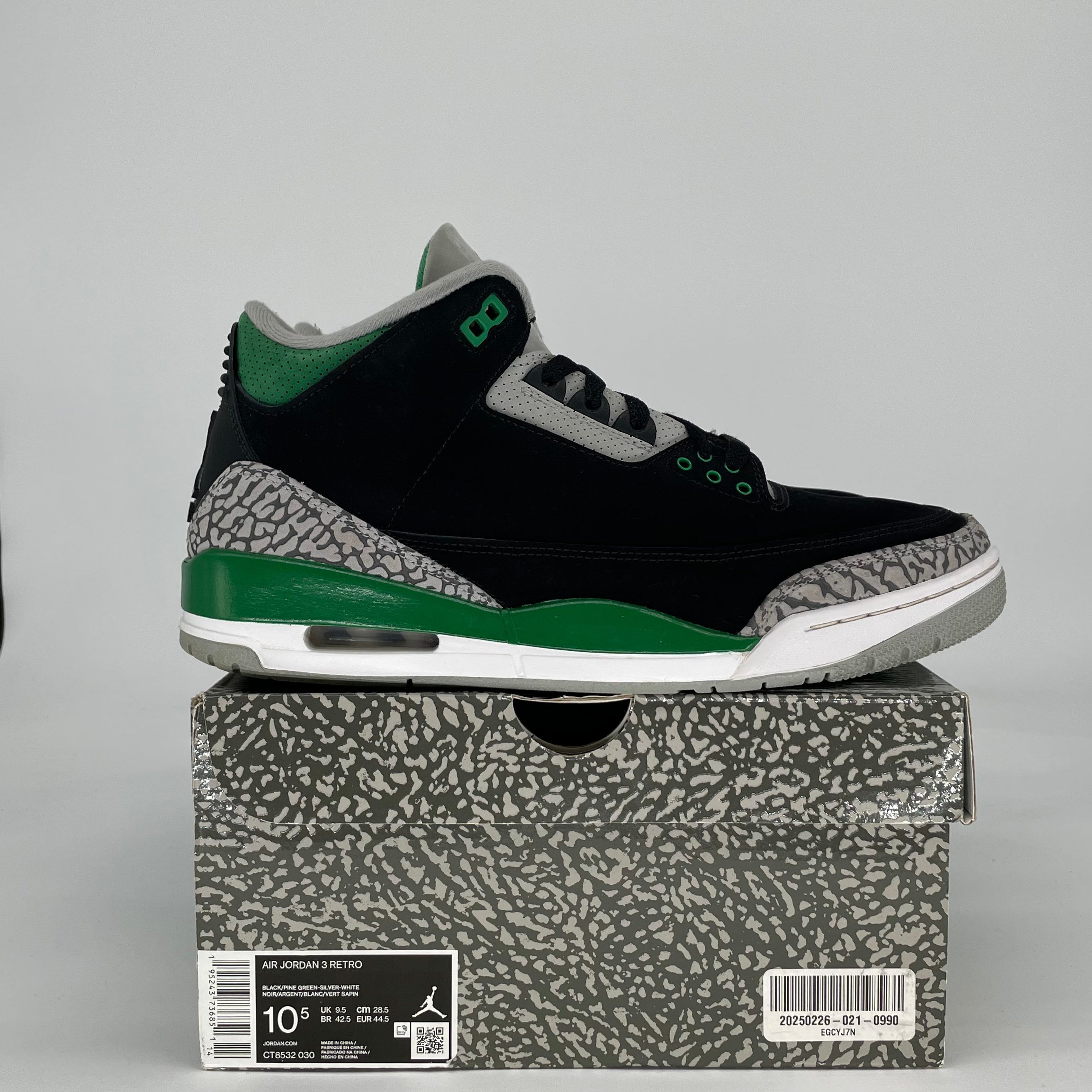 AIR JORDAN 3 PINE GREEN CT8532-030 SIZE 10.5/12W