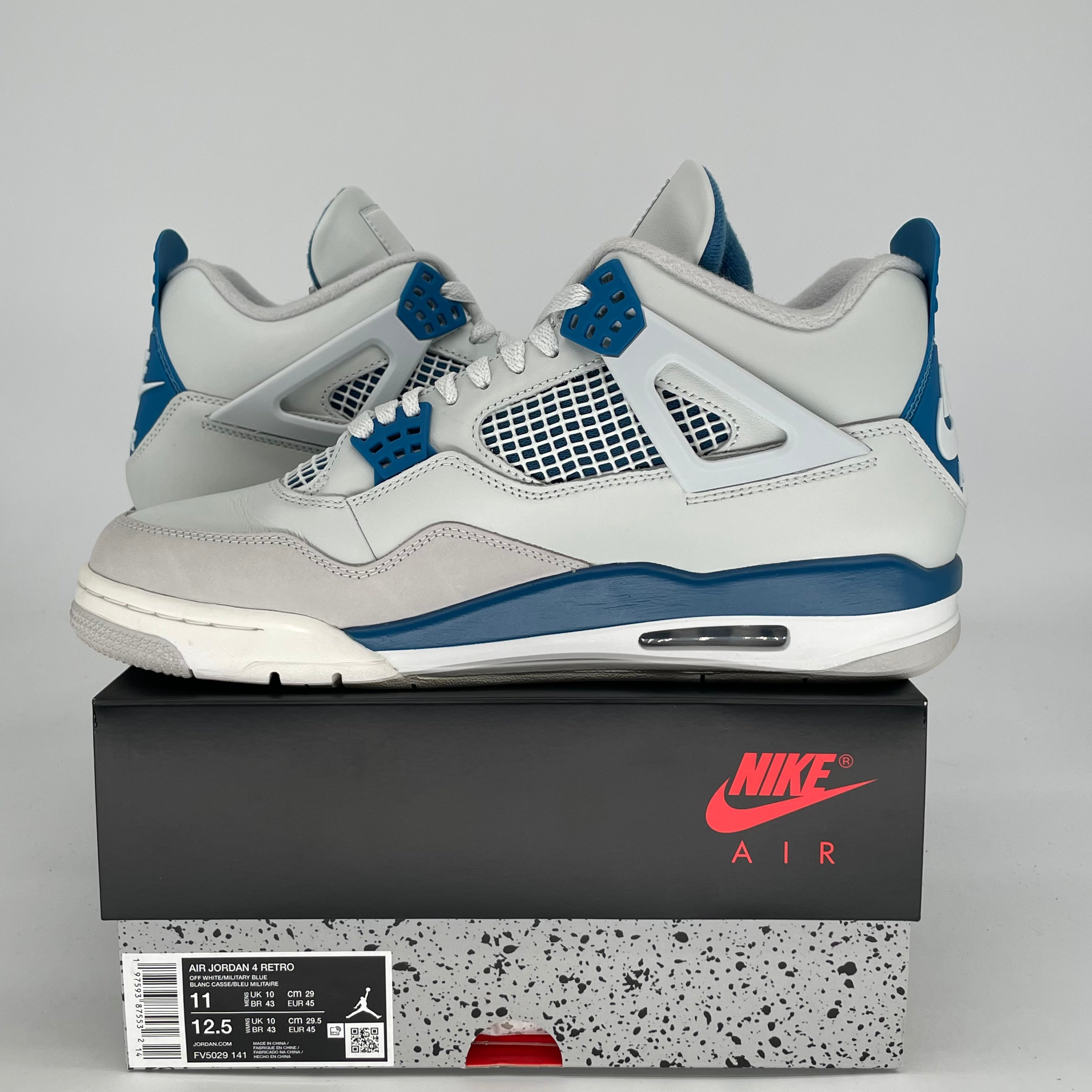 AIR JORDAN 4 MILITARY BLUE FV5029-141 SIZE 11/12.5W