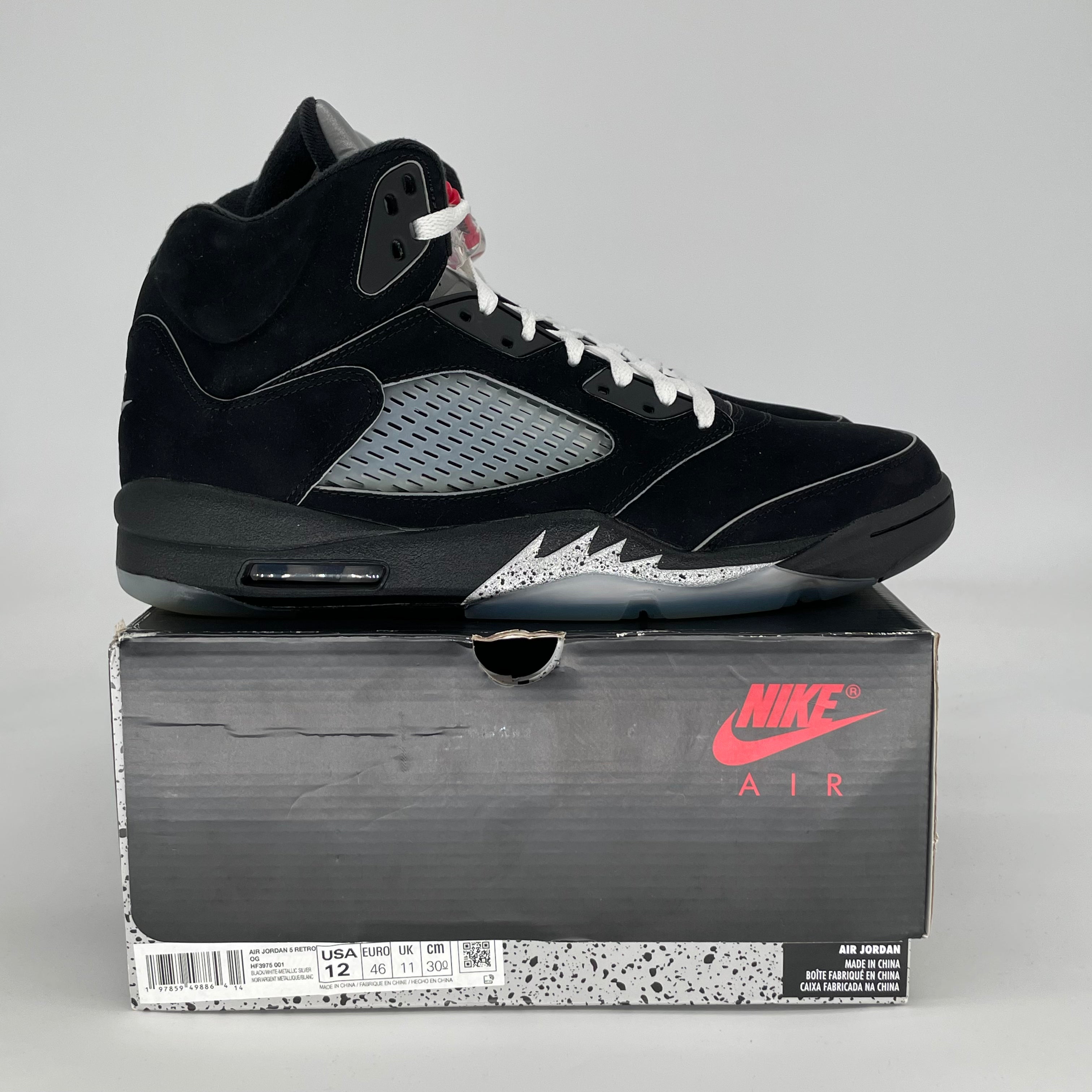 AIR JORDAN 5 BLACK METALLIC REIMAGINED HF3975-001 SIZE 12/13.5W