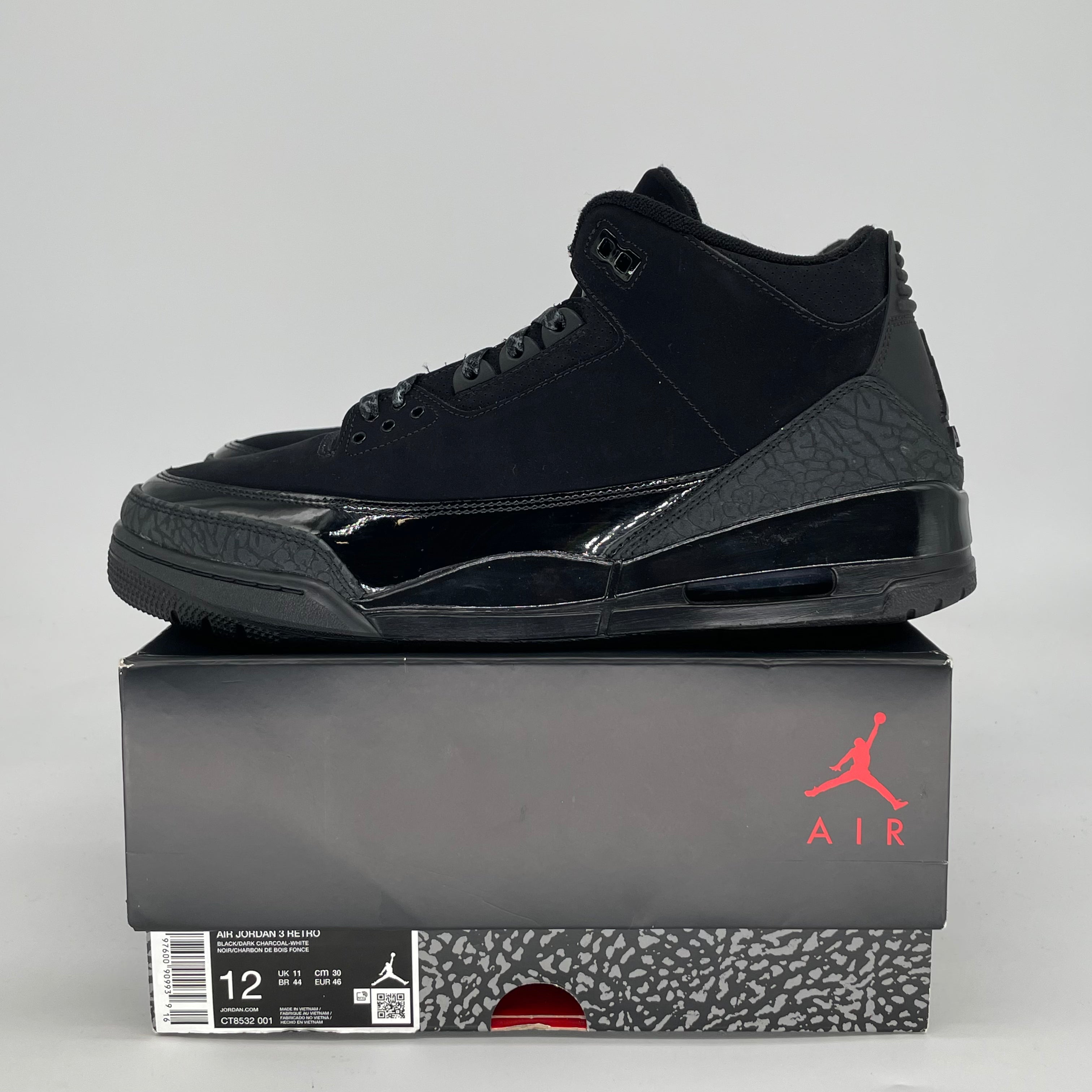 AIR JORDAN 3 BLACK CAT CT8532-001 SIZE 12/13.5W
