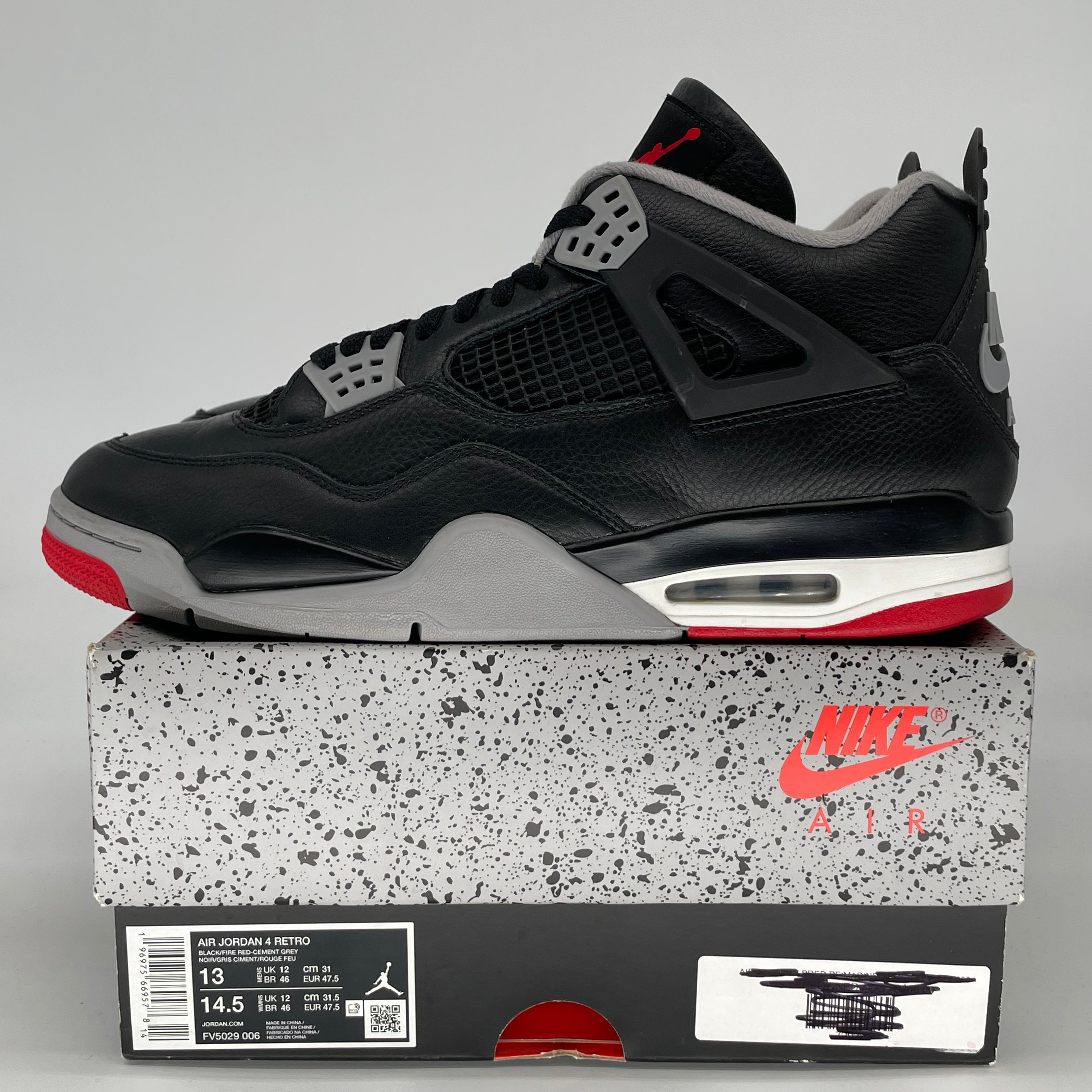 AIR JORDAN 4 BRED REIMAGINED FV5029-006 SIZE 13/14.5W