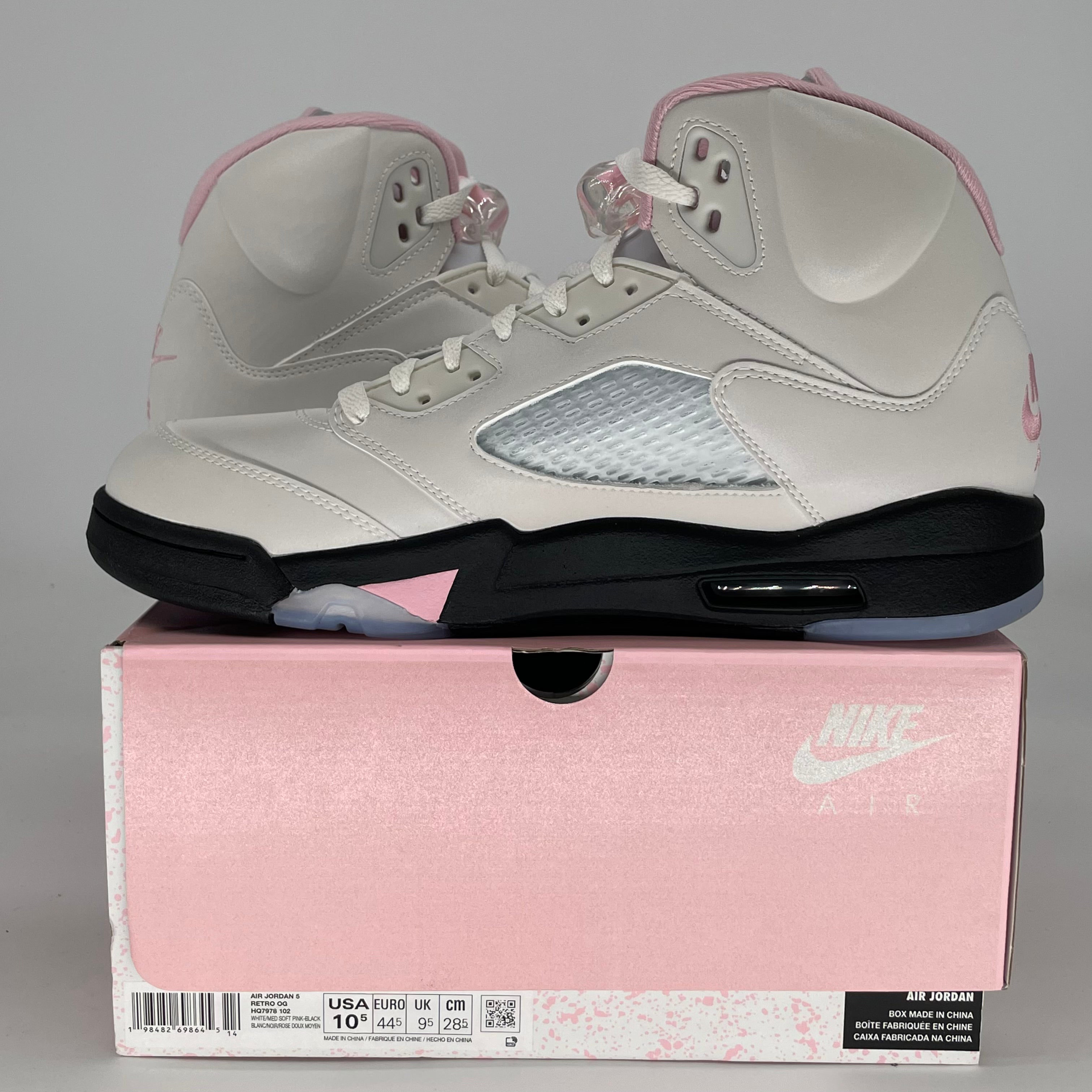 AIR JORDAN 5 MEDIUM SOFT PINK HQ7978-102 SIZE 10.5/12W