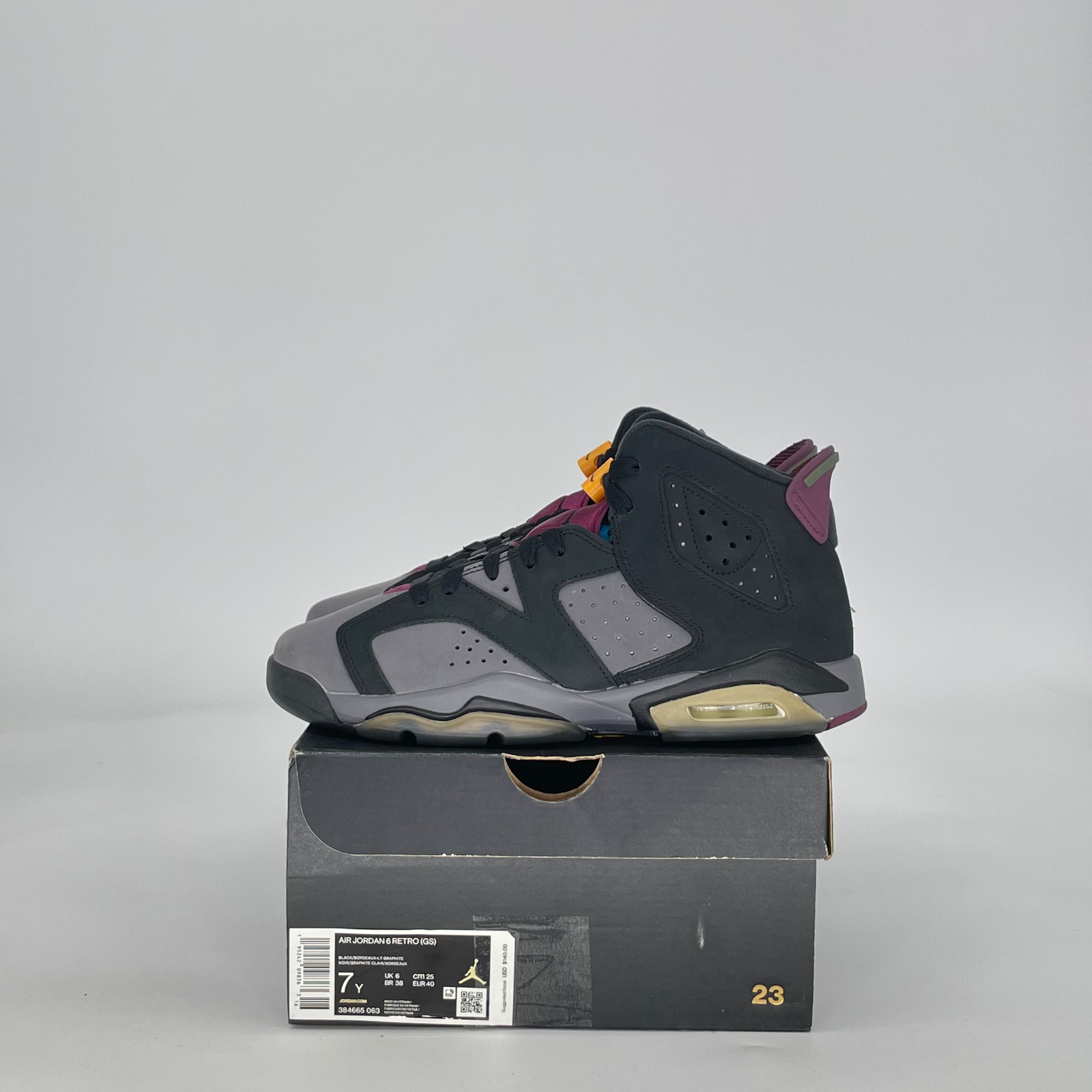 AIR JORDAN 6 BORDEAUX 384665-063 SIZE 7/8.5W GS