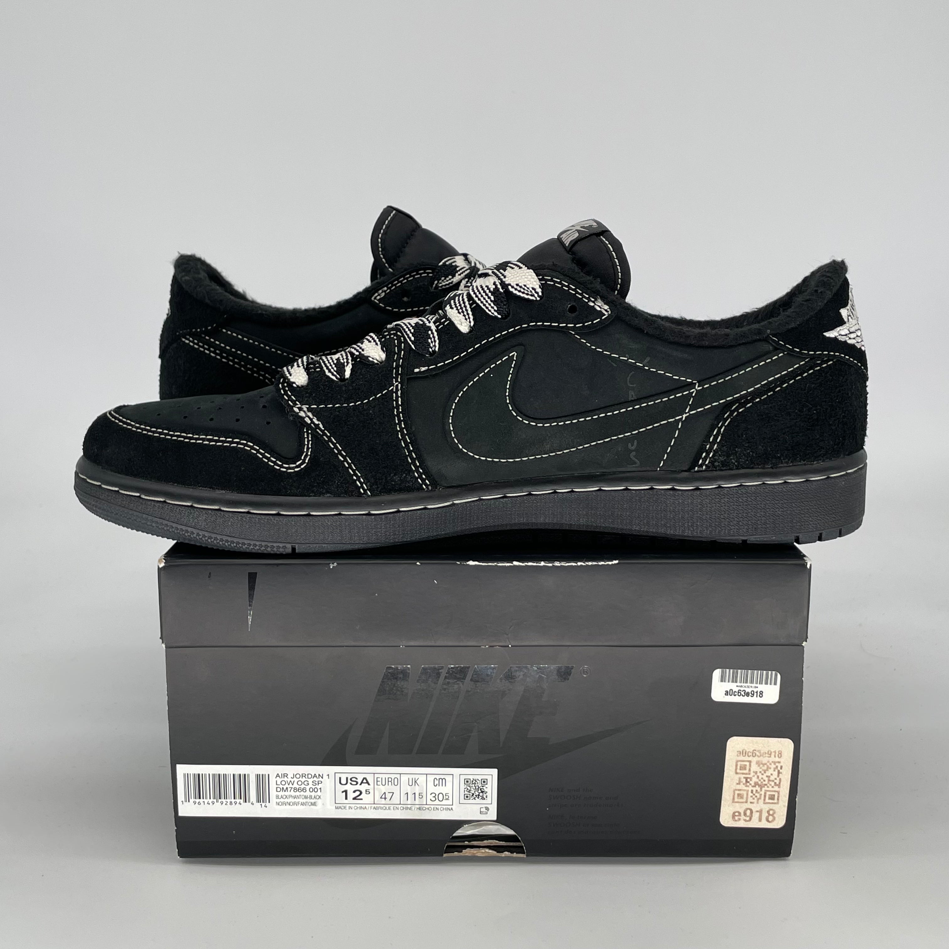 TRAVIS SCOTT X AIR JORDAN 1 LOW BLACK PHANTOM DM7866-001 SIZE 12.5/14W