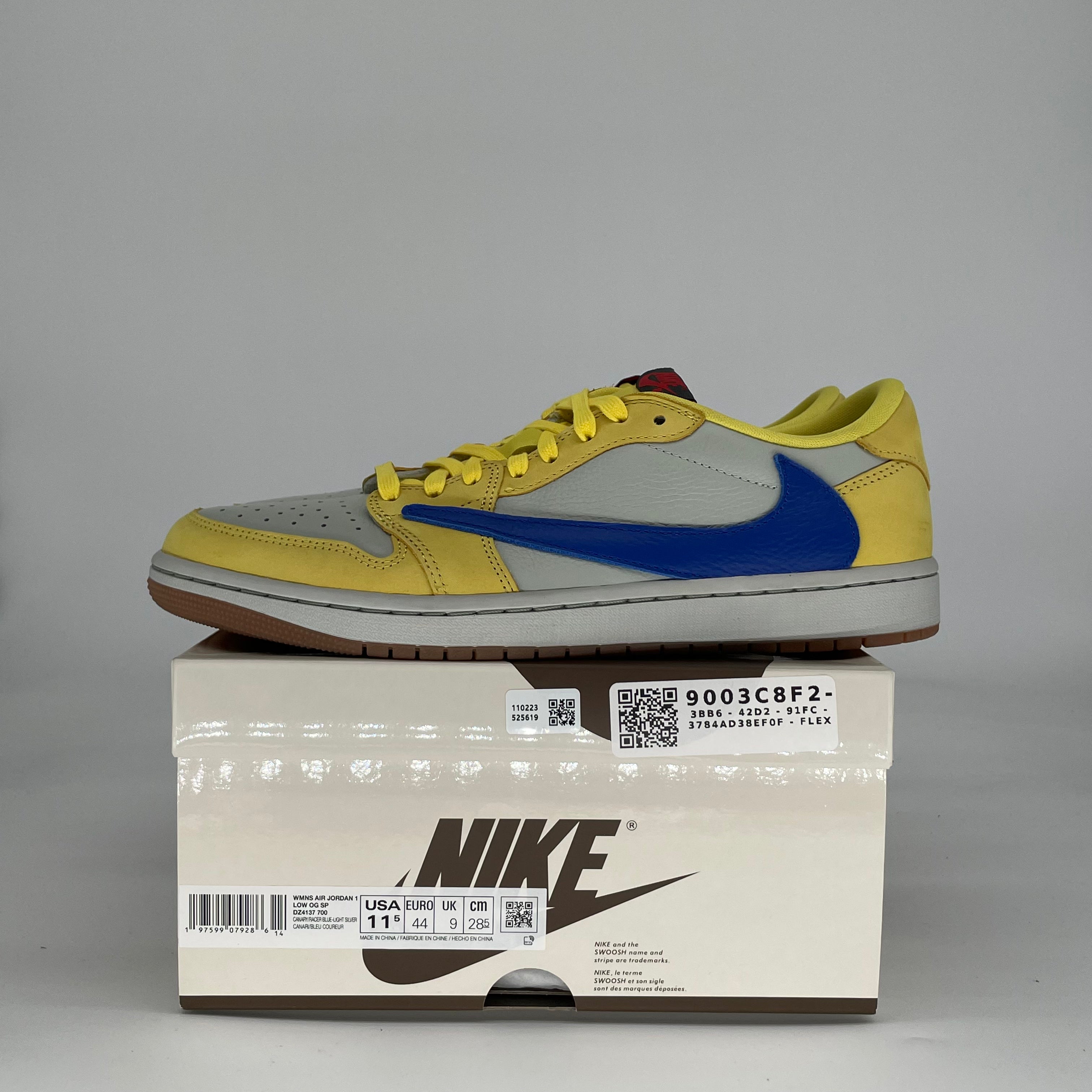 TRAVIS SCOTT X AIR JORDAN 1 LOW CANARY W DZ4137-700 SIZE 10/11.5W