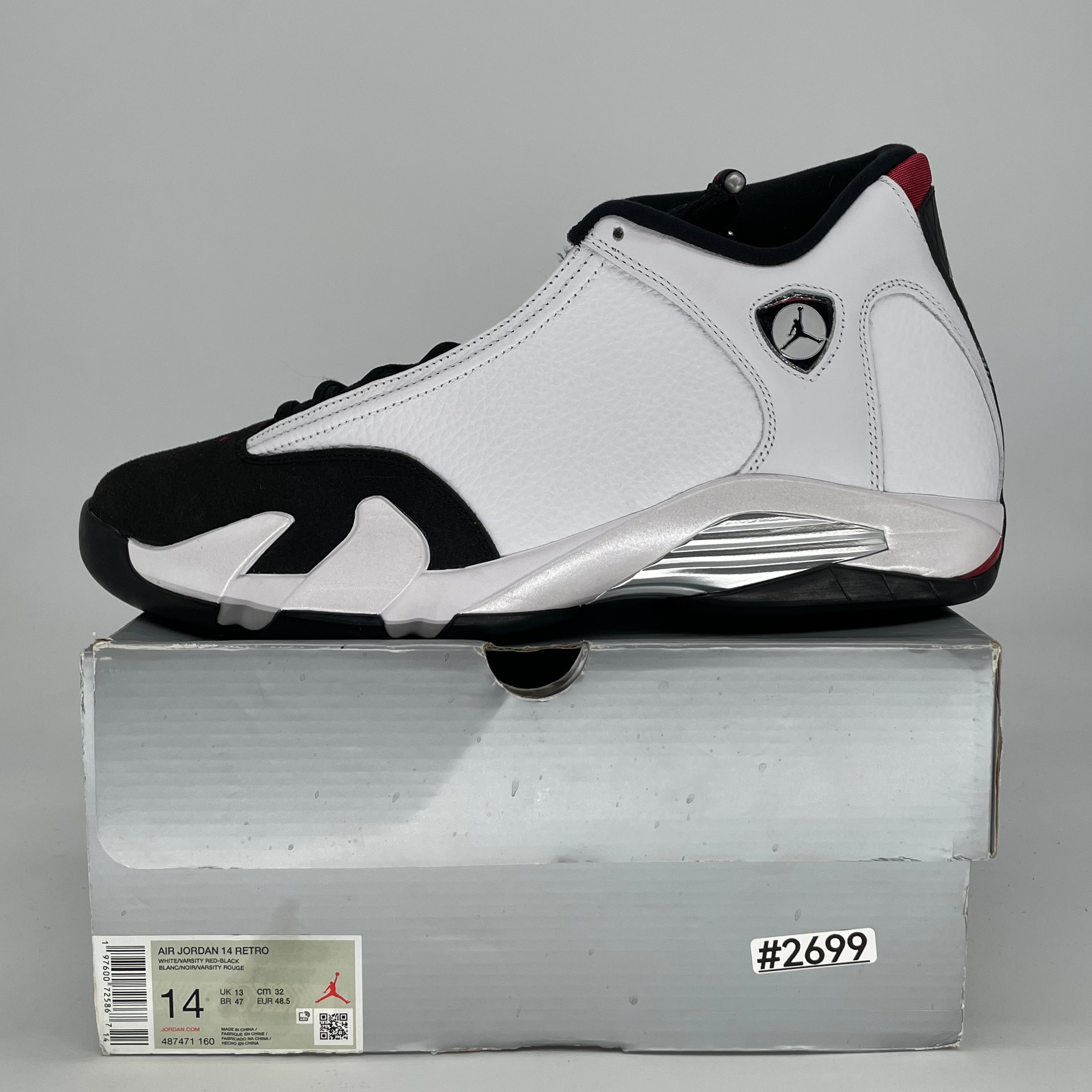 AIR JORDAN 14 BLACK TOE 487471-160 SIZE 14/15.5W