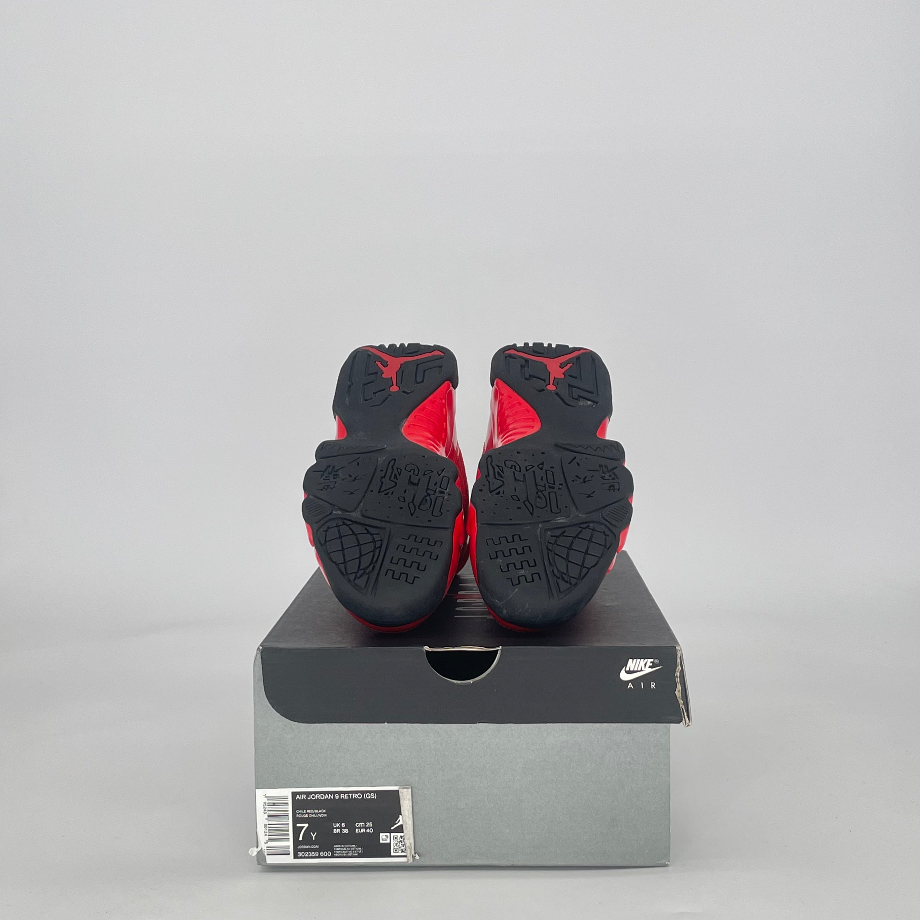 AIR JORDAN 9 CHILE RED 302359-600 SIZE 7/8.5W GS