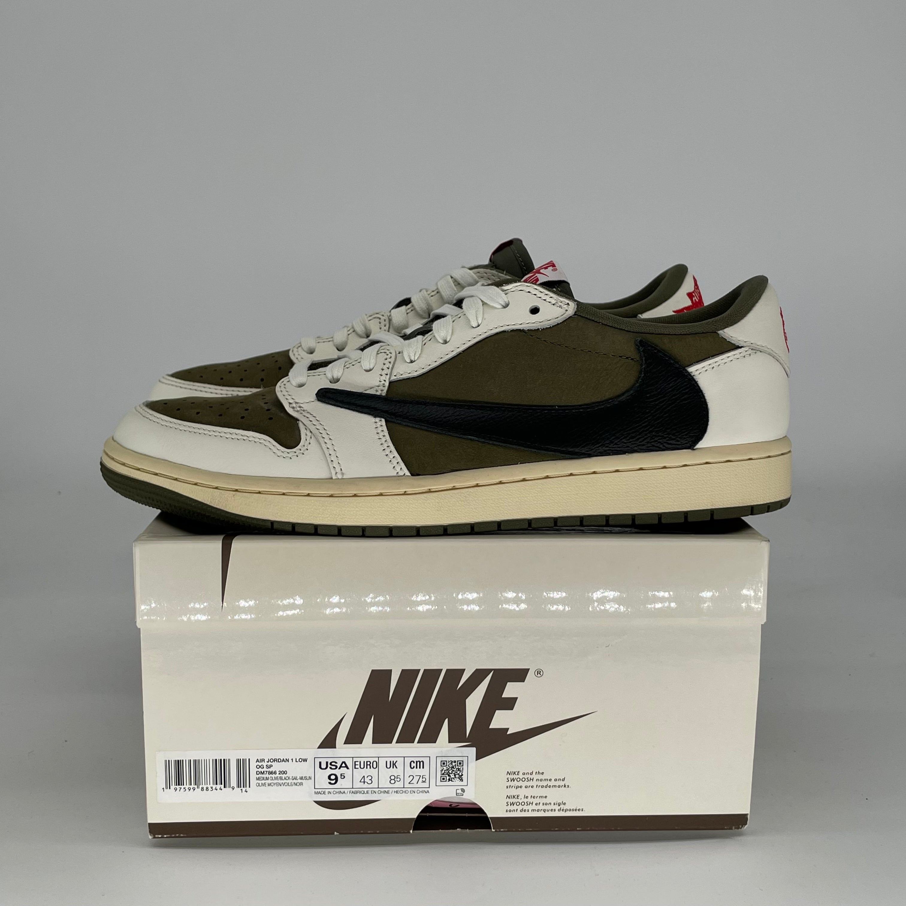 TRAVIS SCOTT X AIR JORDAN 1 MEDIUM OLIVE DM7866-200 SIZE 9.5/11W